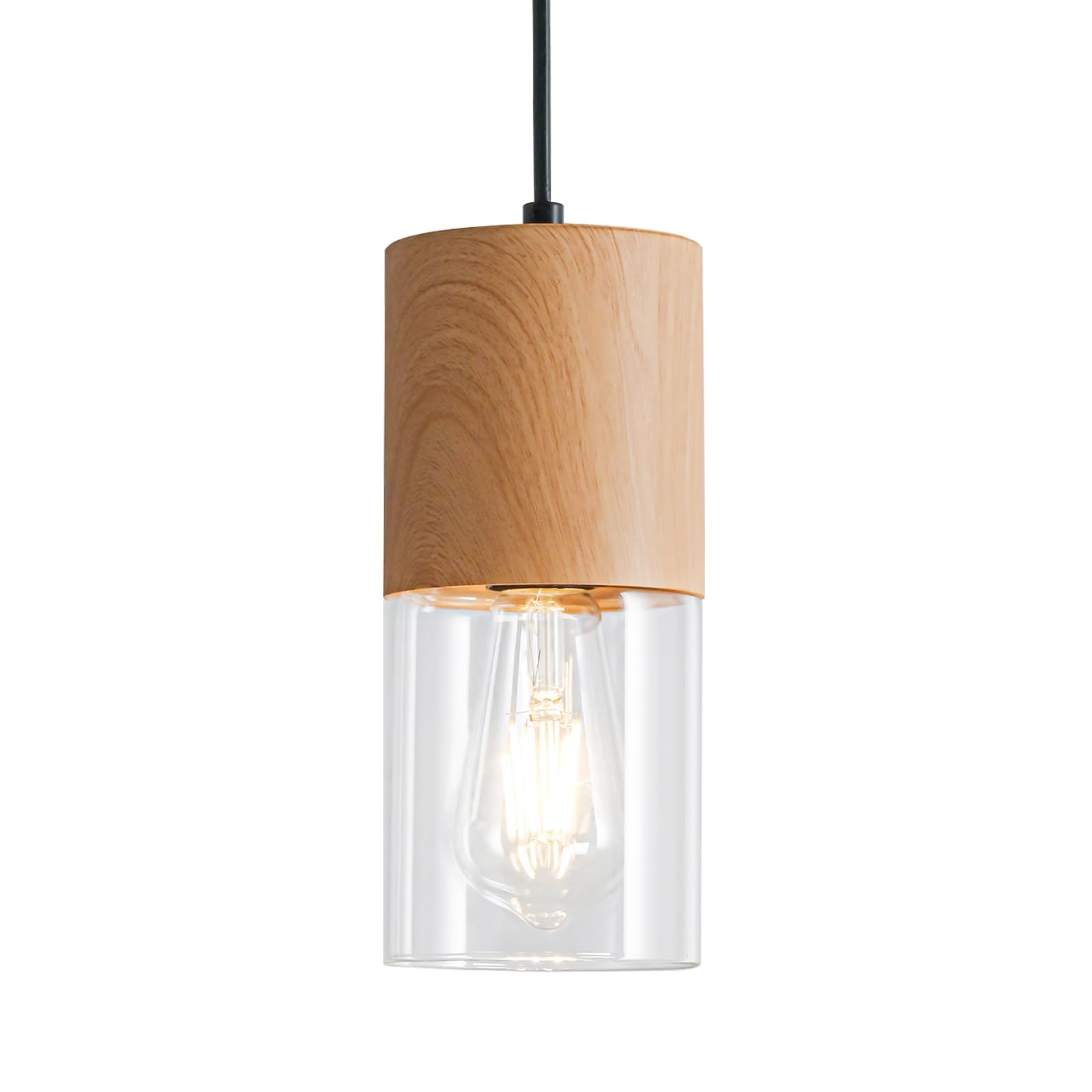 3-Pack Black Pendant Light Fixtures, Adjustable Modern Pendant Lights for Kitchen Island, Industrial Glass Pendant Lights for Dining Table Hallway Bedroom Living Room