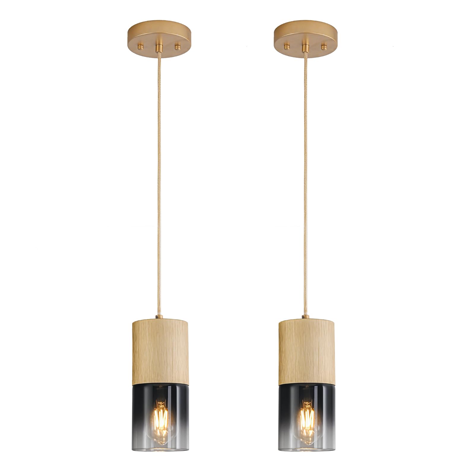 3-Pack Black Pendant Light Fixtures, Adjustable Modern Pendant Lights for Kitchen Island, Industrial Glass Pendant Lights for Dining Table Hallway Bedroom Living Room