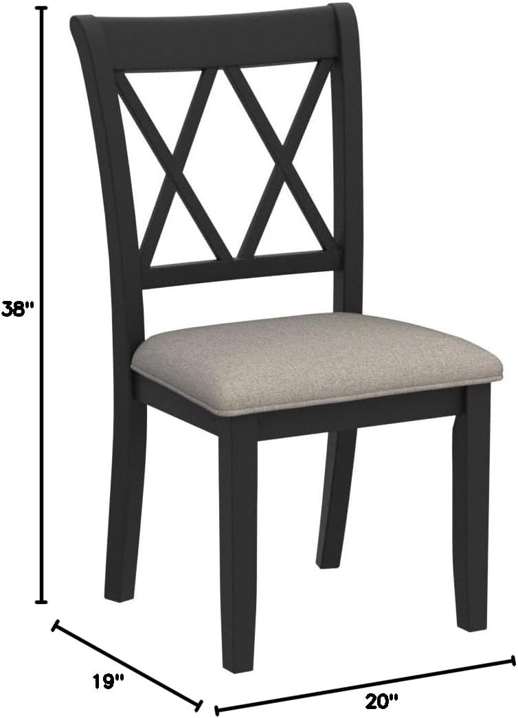 Roundhill Furniture Windvale Fabric Upholstered Dining Chair, Set of 2, Black