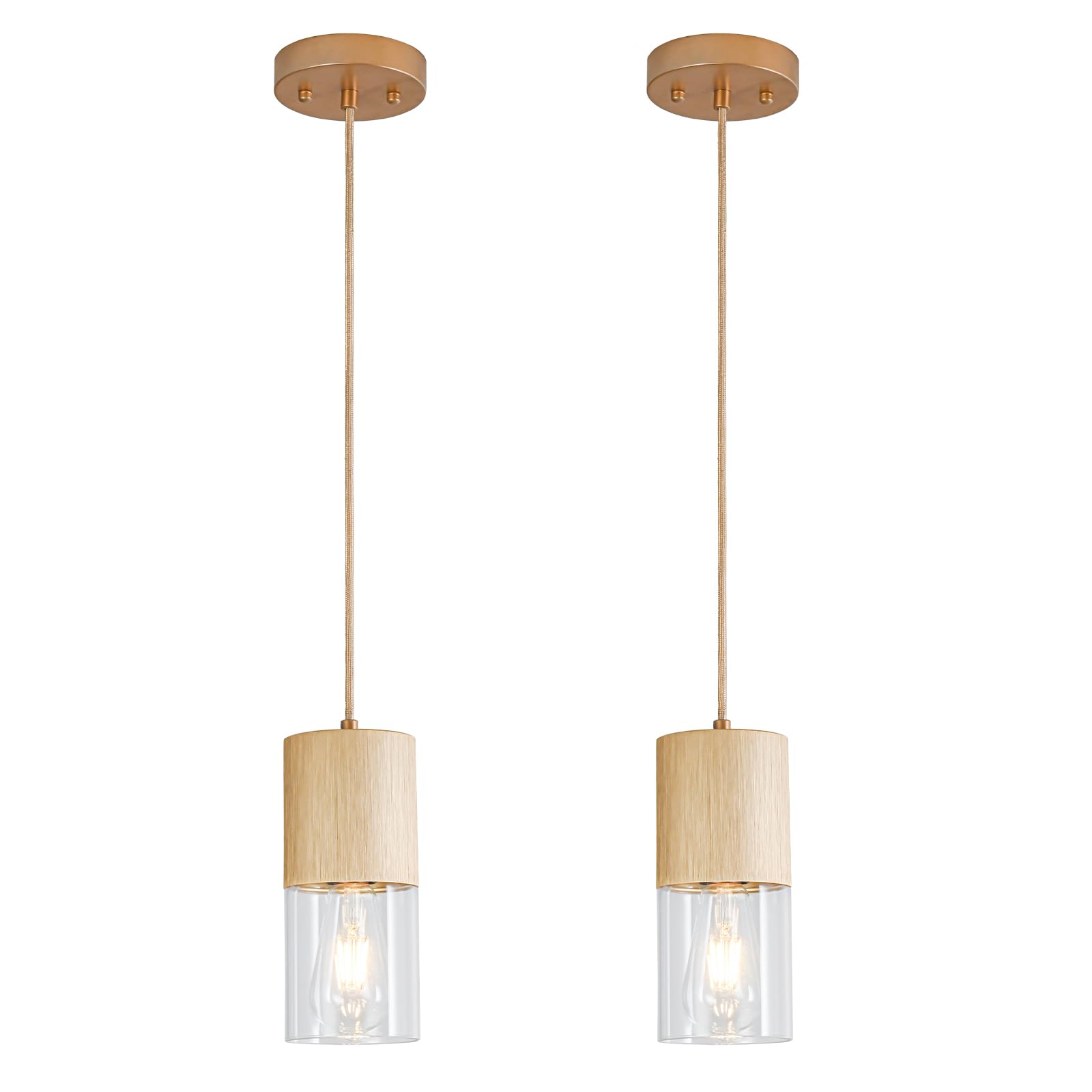2-Pack Black Pendant Light Fixtures, Adjustable Modern Pendant Lights for Kitchen Island, Industrial Glass Pendant Lights for Dining Table Hallway Bedroom Living Room