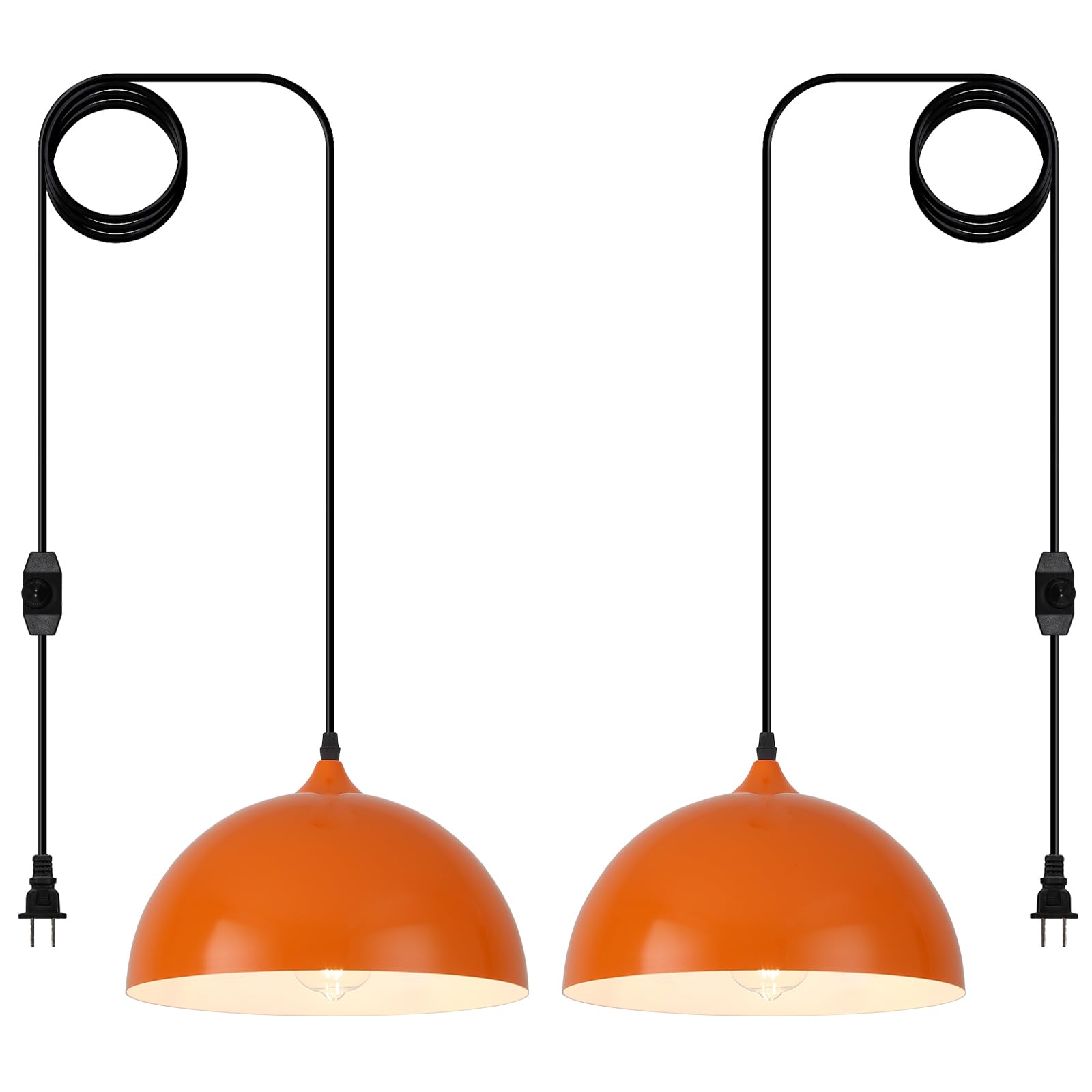 Farmhouse Pendant Lighting for Kitchen Island,Black and Gold Dome Pendant Light Fixtures, Industrial Hanging Ceiling Light for Dining Room Foyer Cafe Kitchen Sink,2 Pack