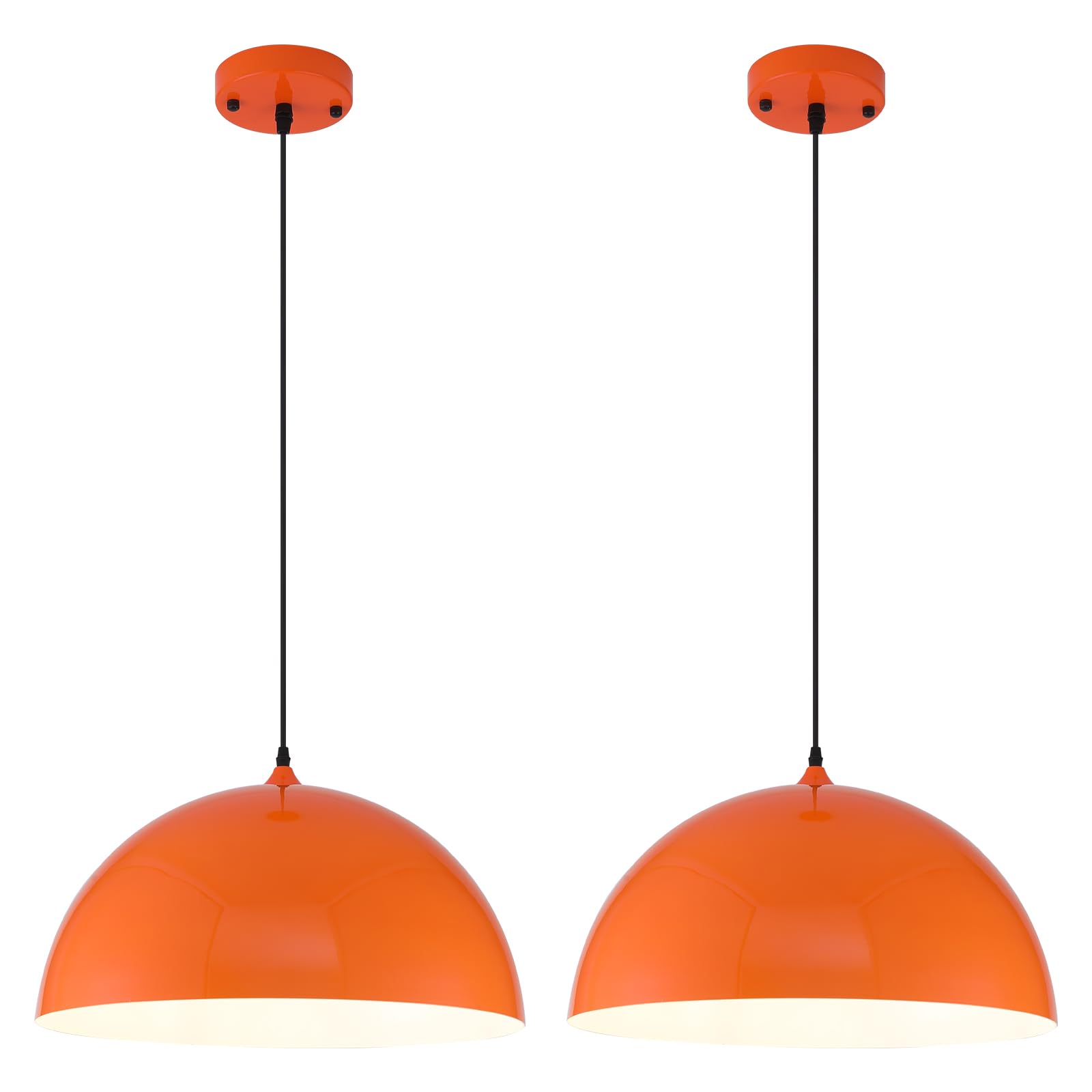 Farmhouse Pendant Lighting for Kitchen Island,Black and Gold Dome Pendant Light Fixtures, Industrial Hanging Ceiling Light for Dining Room Foyer Cafe Kitchen Sink,2 Pack