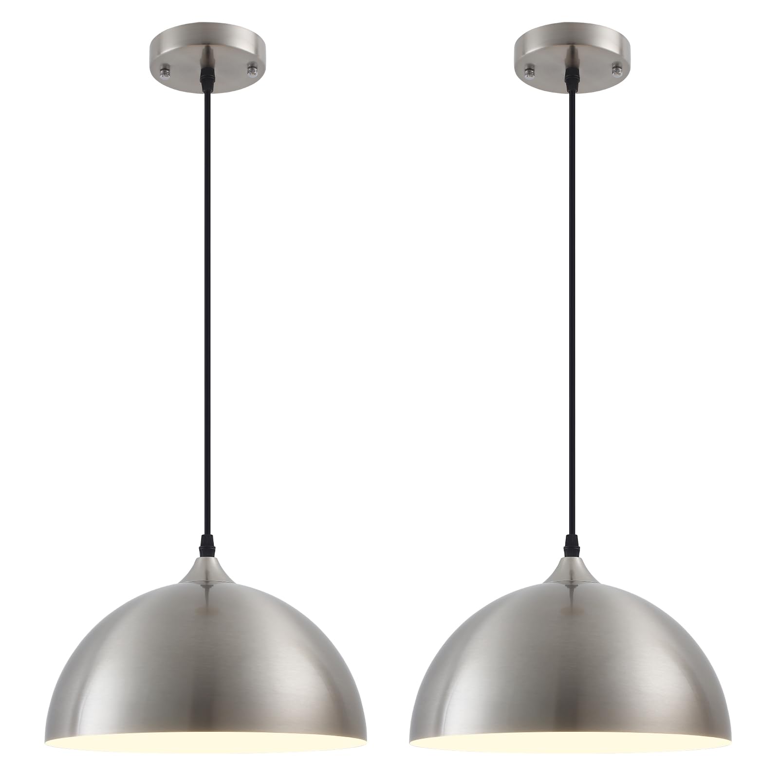 Farmhouse Pendant Lighting for Kitchen Island,Black and Gold Dome Pendant Light Fixtures, Industrial Hanging Ceiling Light for Dining Room Foyer Cafe Kitchen Sink,2 Pack