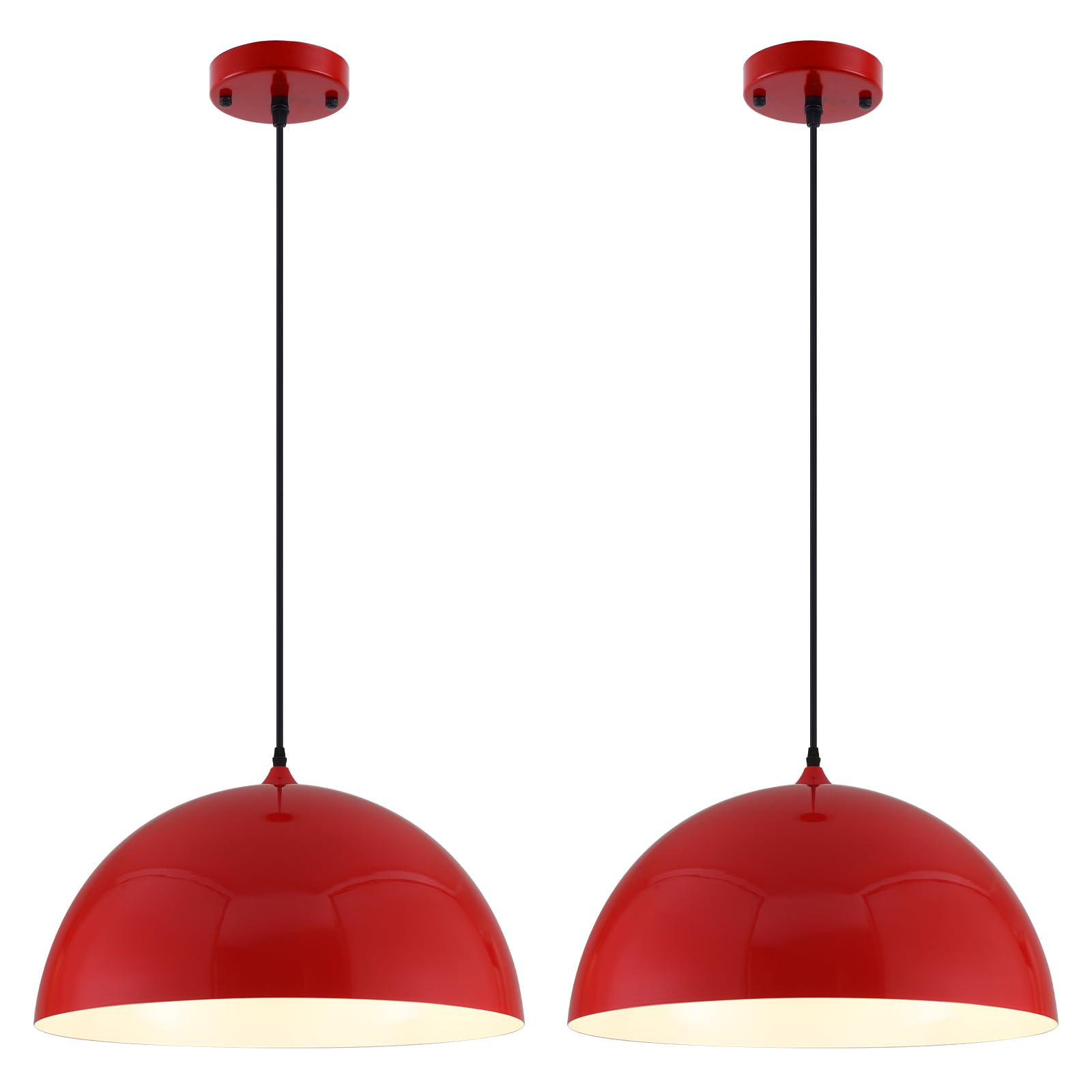 Farmhouse Pendant Lighting for Kitchen Island,Black and Gold Dome Pendant Light Fixtures, Industrial Hanging Ceiling Light for Dining Room Foyer Cafe Kitchen Sink,2 Pack