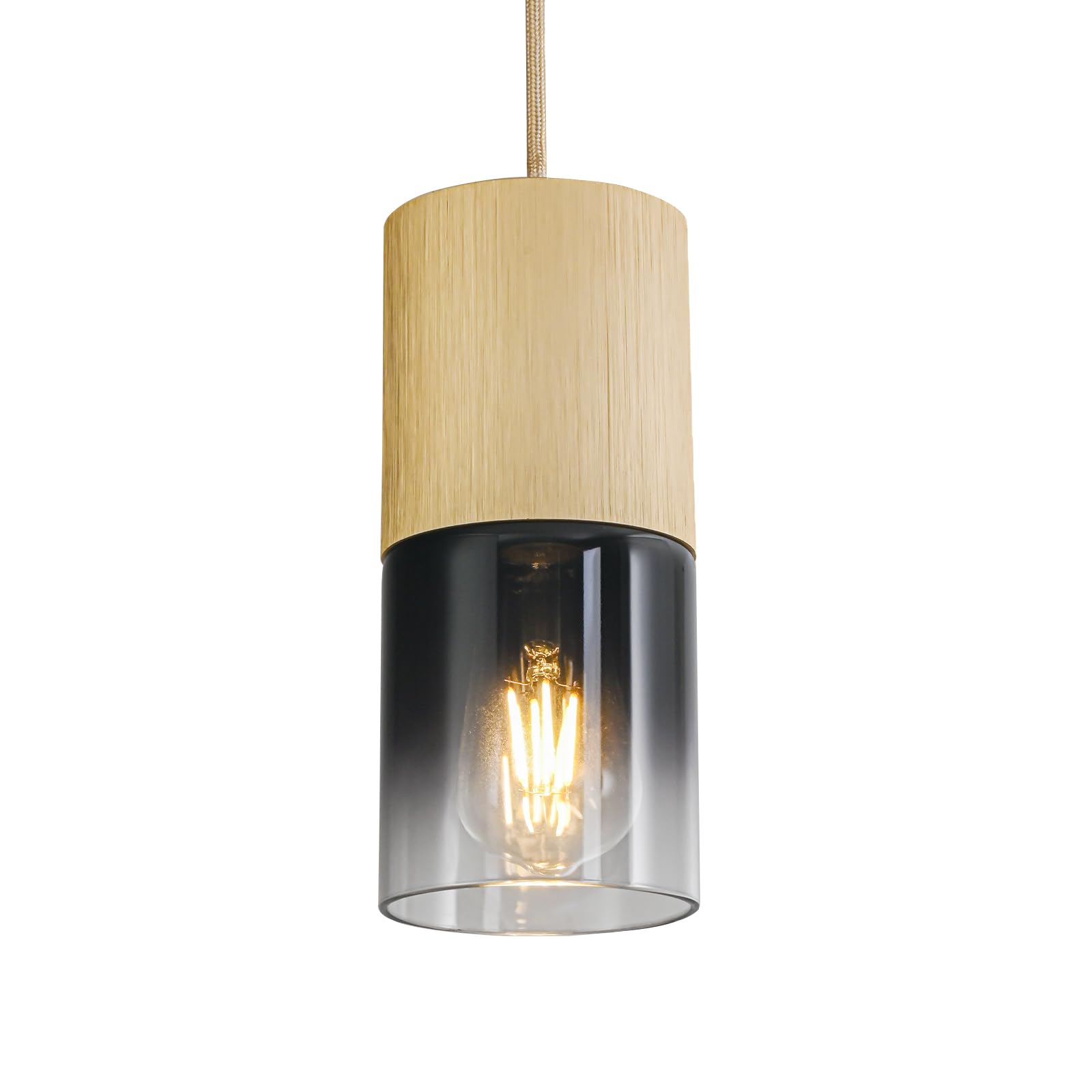 3-Pack Black Pendant Light Fixtures, Adjustable Modern Pendant Lights for Kitchen Island, Industrial Glass Pendant Lights for Dining Table Hallway Bedroom Living Room