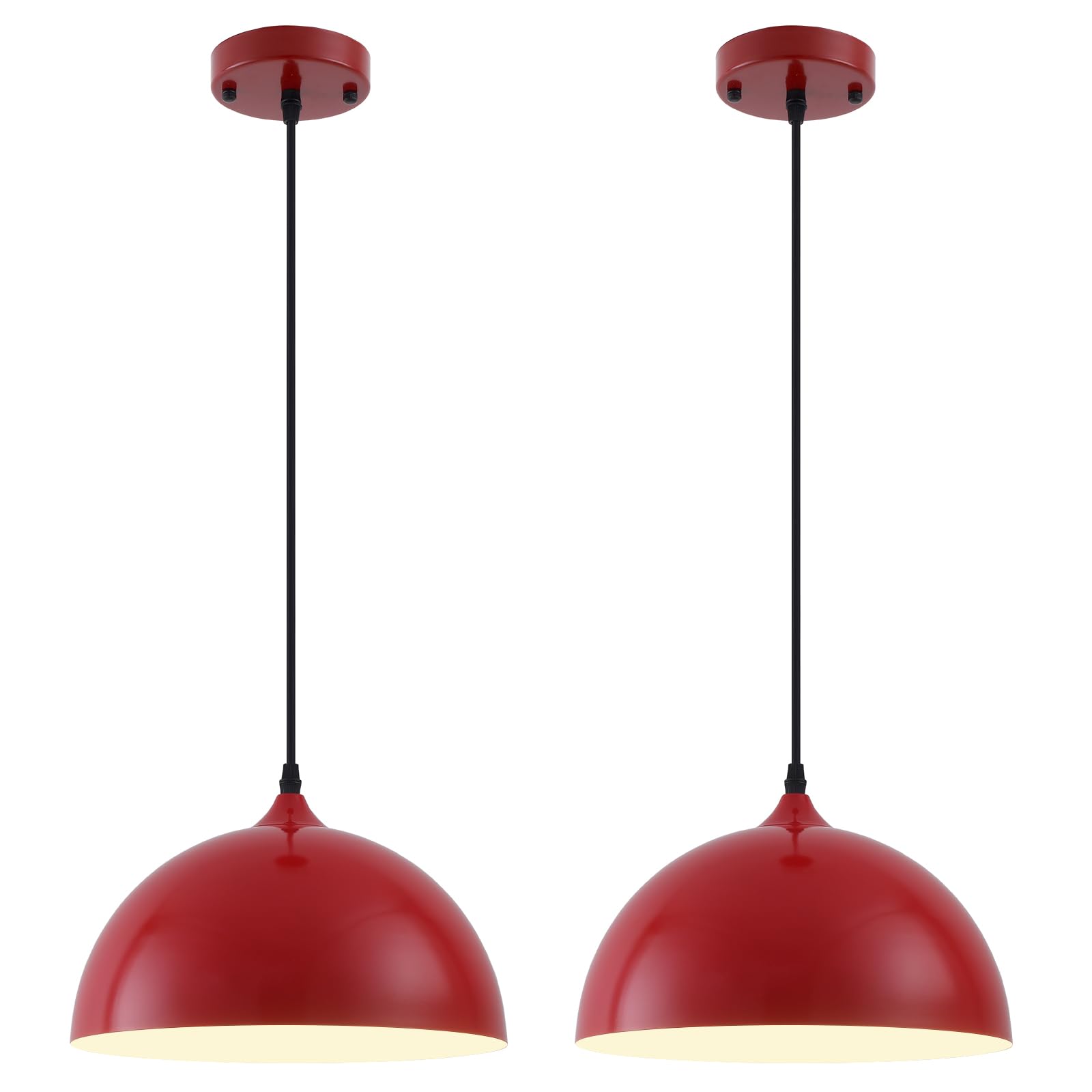 Farmhouse Pendant Lighting for Kitchen Island,Black and Gold Dome Pendant Light Fixtures, Industrial Hanging Ceiling Light for Dining Room Foyer Cafe Kitchen Sink,2 Pack