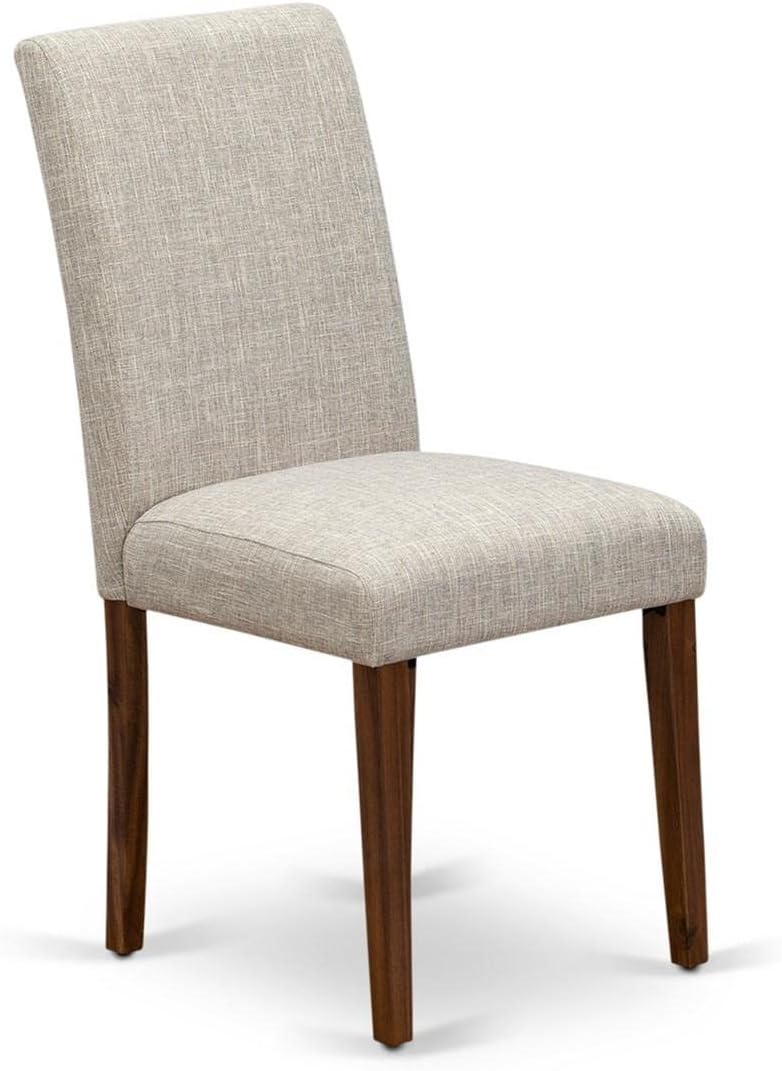 East West Furniture ABPNT35 Abbott Classic Parson Chairs - Doeskin Linen Fabric Padded Dining Chairs, Set of 2, Natural