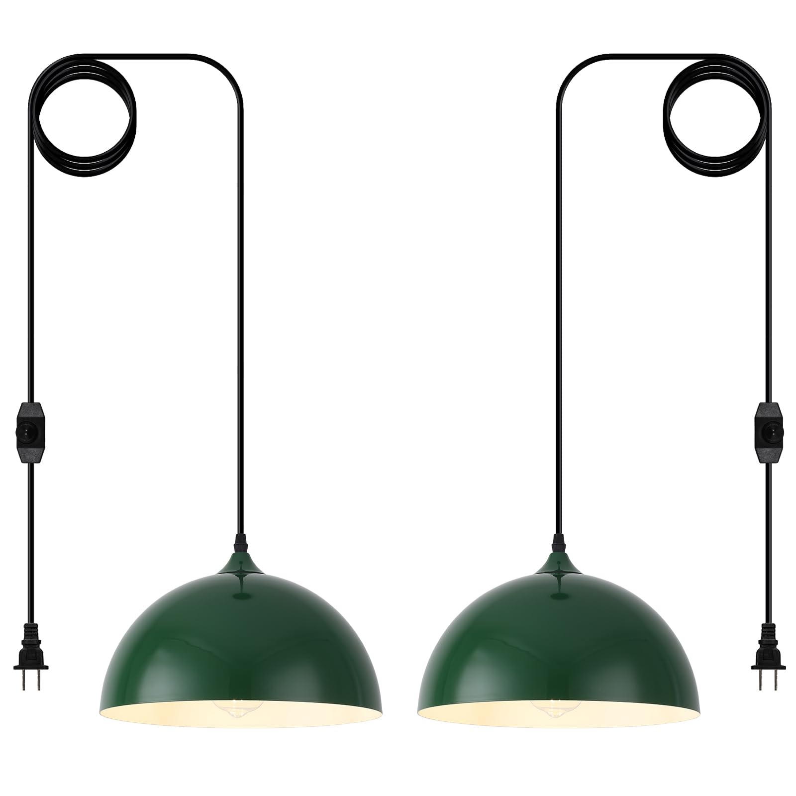 Farmhouse Pendant Lighting for Kitchen Island,Black and Gold Dome Pendant Light Fixtures, Industrial Hanging Ceiling Light for Dining Room Foyer Cafe Kitchen Sink,2 Pack