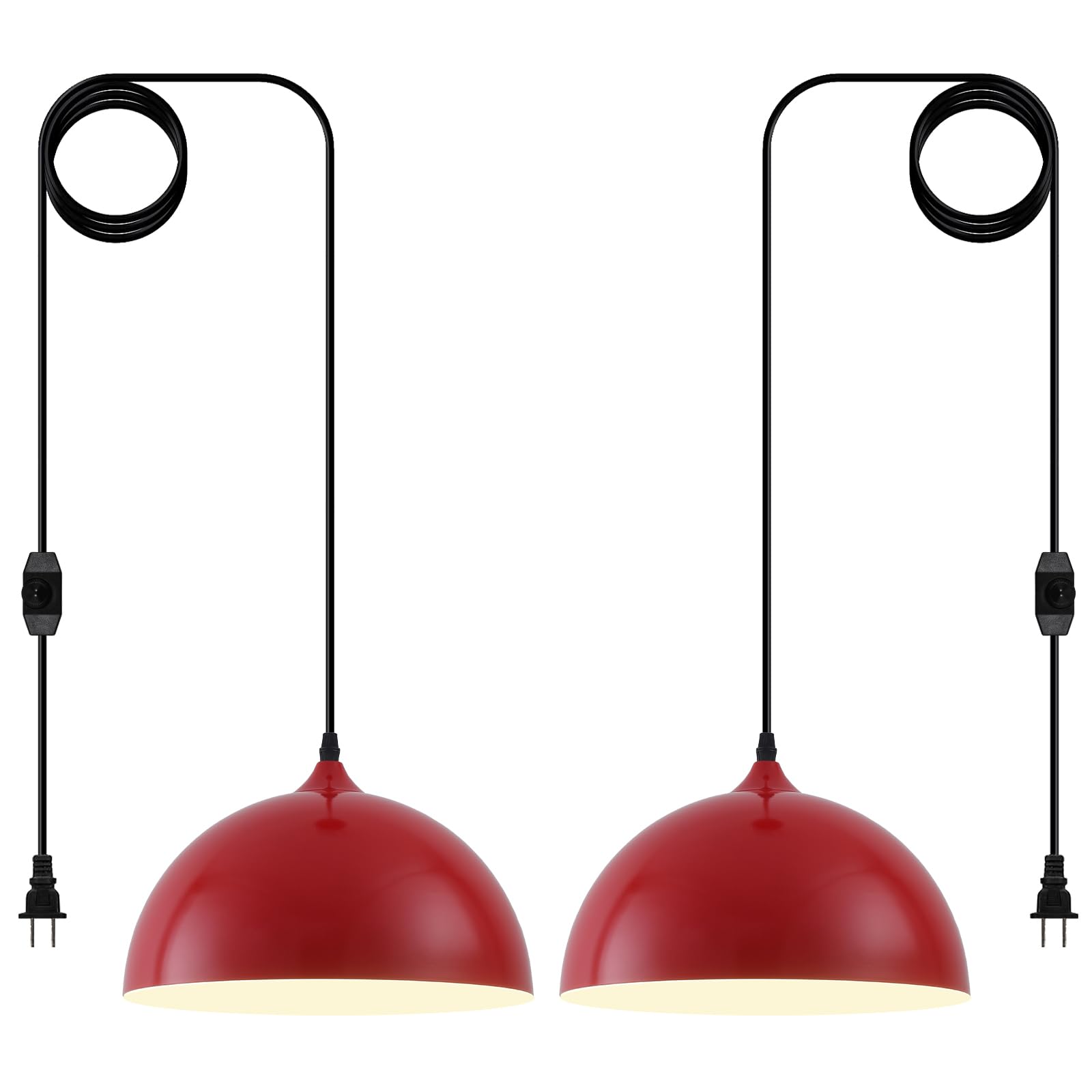 Farmhouse Pendant Lighting for Kitchen Island,Black and Gold Dome Pendant Light Fixtures, Industrial Hanging Ceiling Light for Dining Room Foyer Cafe Kitchen Sink,2 Pack