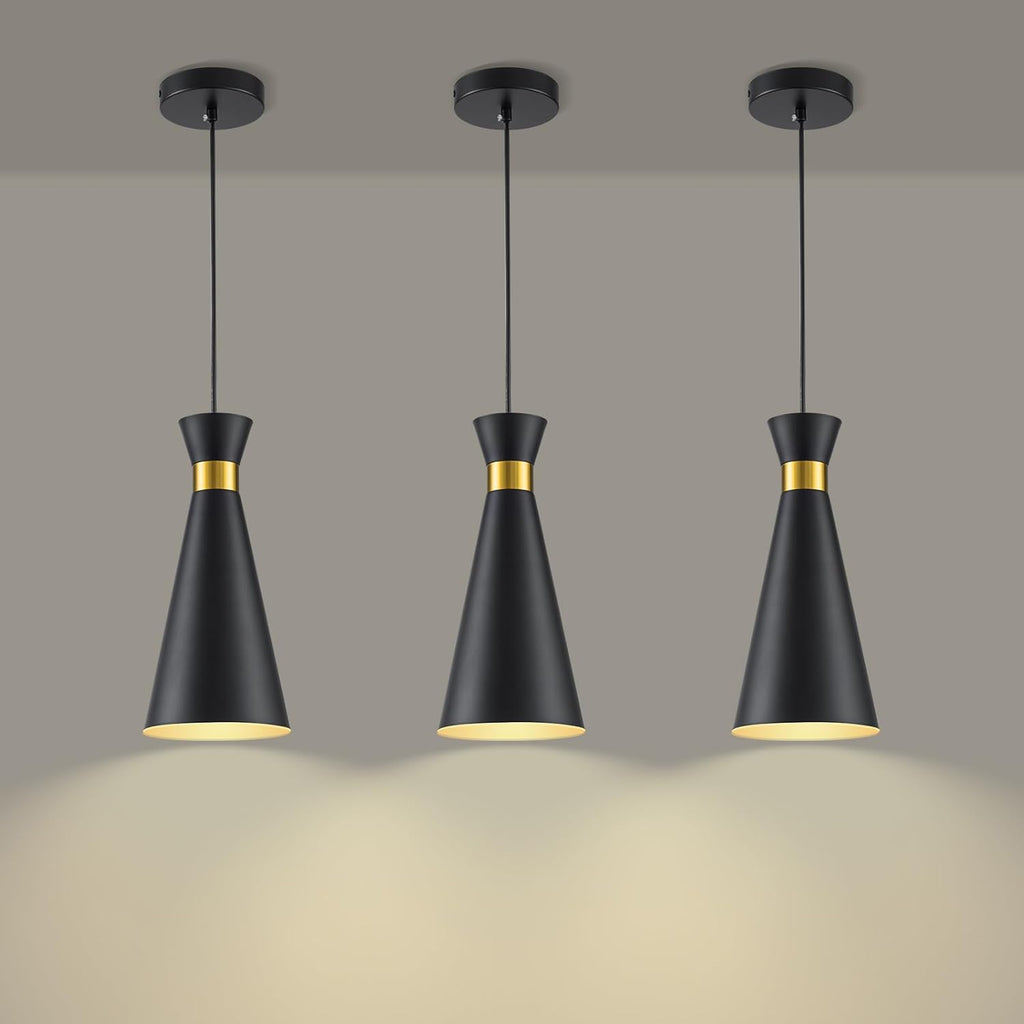 2026 New Pendant Lights Kitchen Island 3 Pack Black Gold, 5.9" Mini Modern Island Lights for Kitchen Pendant Light fixtures Adjustable Hanging Small Farmhouse Kitchen Island Lighting for Sink Bar