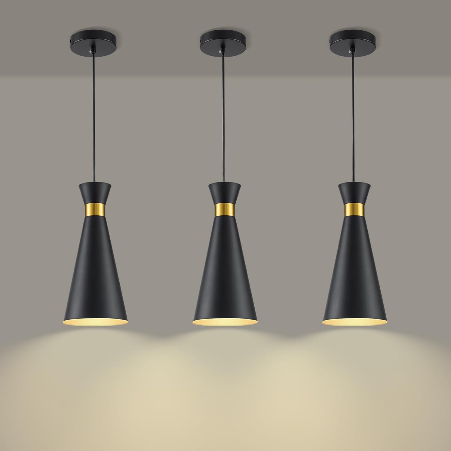 2026 New Pendant Lights Kitchen Island 3 Pack Black Gold, 5.9" Mini Modern Island Lights for Kitchen Pendant Light fixtures Adjustable Hanging Small Farmhouse Kitchen Island Lighting for Sink Bar