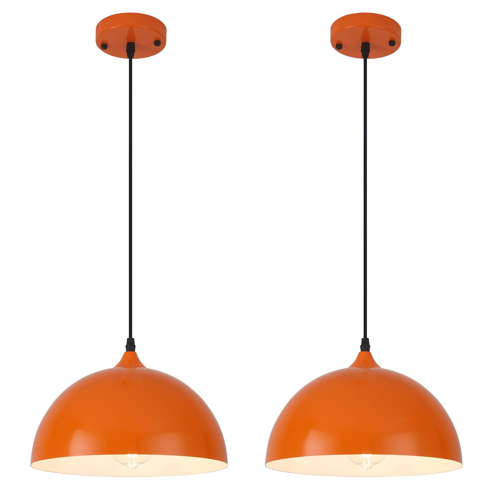 Farmhouse Pendant Lighting for Kitchen Island,Black and Gold Dome Pendant Light Fixtures, Industrial Hanging Ceiling Light for Dining Room Foyer Cafe Kitchen Sink,2 Pack