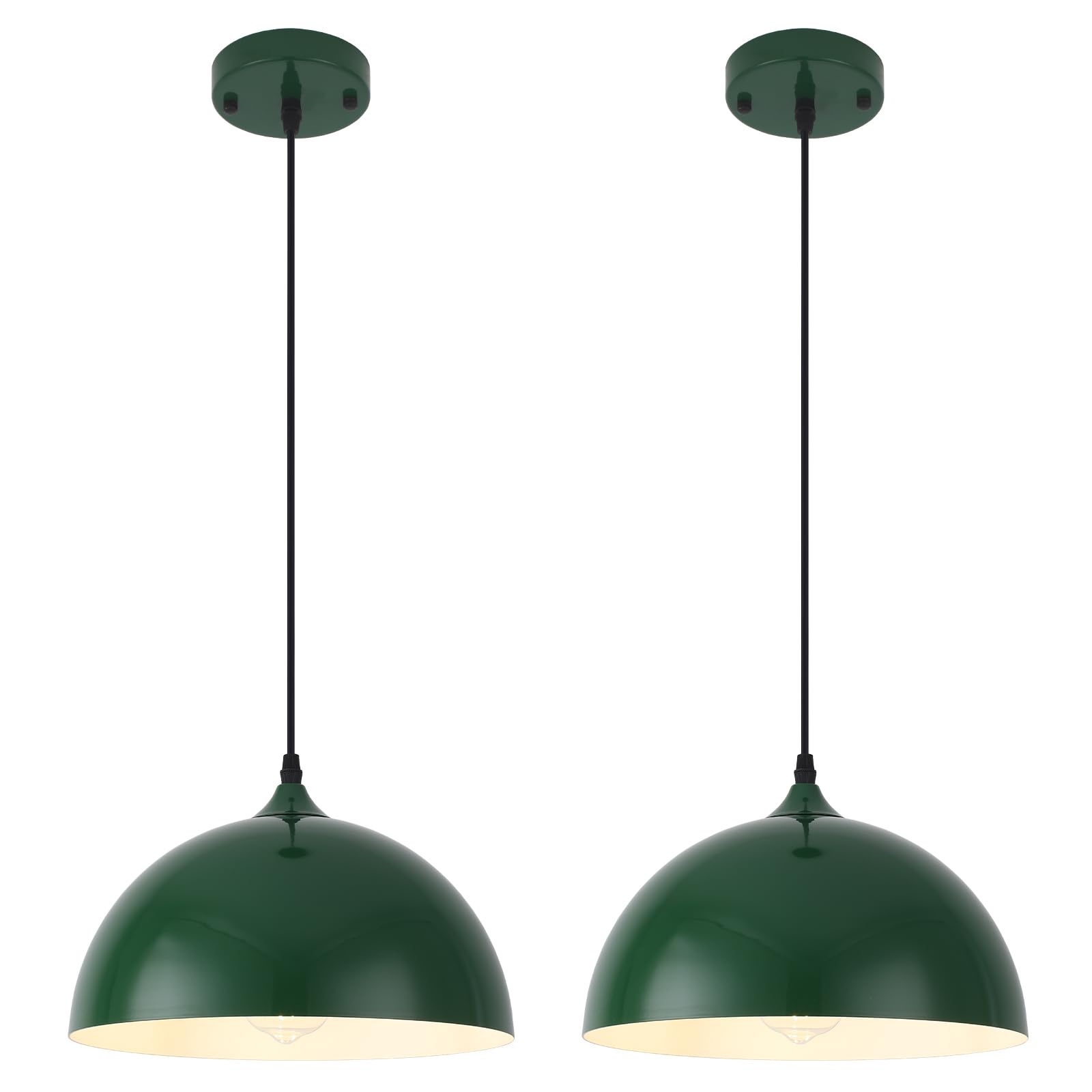 Farmhouse Pendant Lighting for Kitchen Island,Black and Gold Dome Pendant Light Fixtures, Industrial Hanging Ceiling Light for Dining Room Foyer Cafe Kitchen Sink,2 Pack