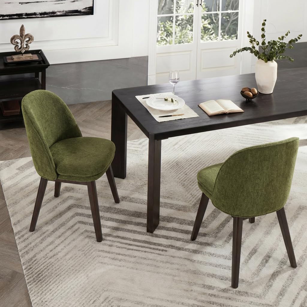 KISLOT Upholstered Dining Chairs Modern Sidechair Performance Fabric High Back Armlesschair for Diningroom Kitchen,Linen,Set of 4(2 Box)