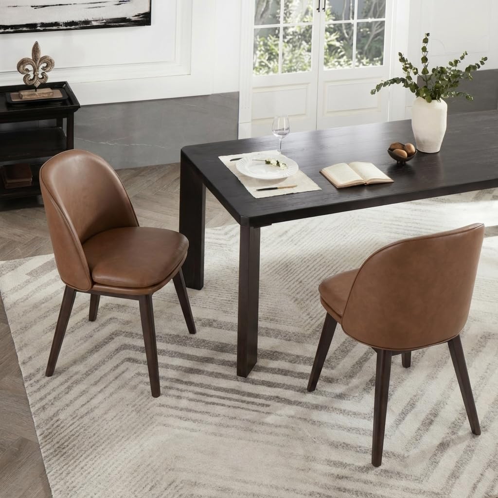 KISLOT Upholstered Dining Chairs Modern Sidechair Performance Fabric High Back Armlesschair for Diningroom Kitchen,Linen,Set of 4(2 Box)