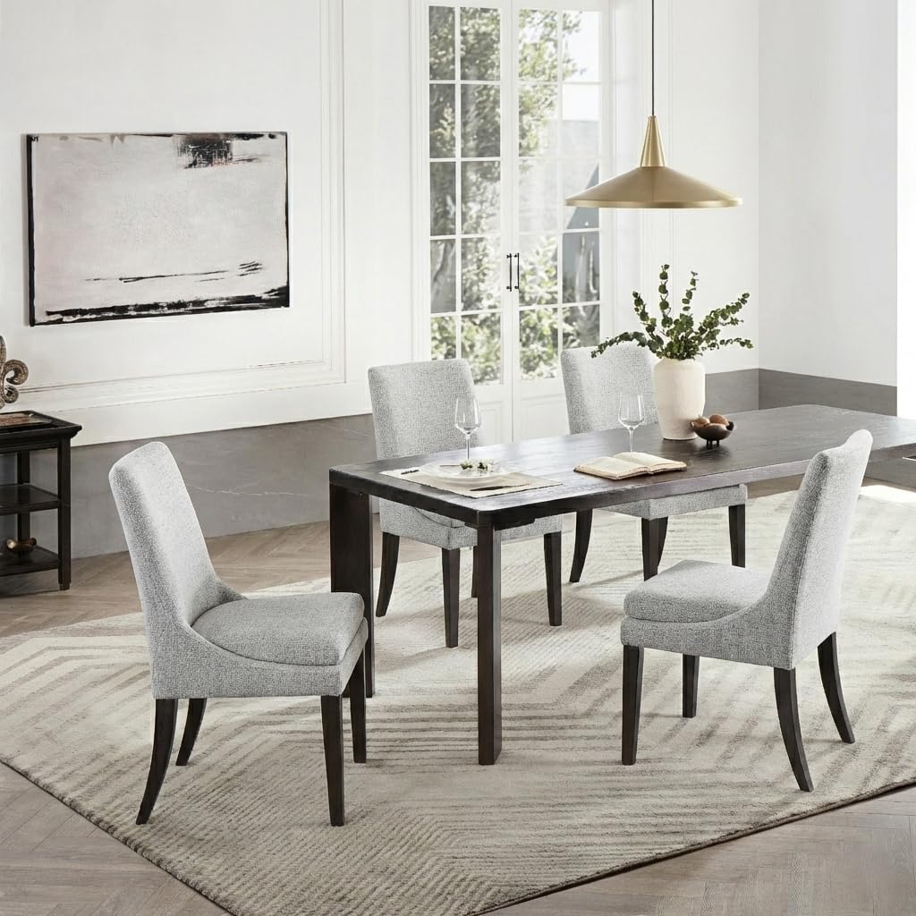 KISLOT Upholstered Dining Chairs Modern Sidechair Performance Fabric High Back Armlesschair for Diningroom Kitchen,Linen,Set of 4(2 Box)