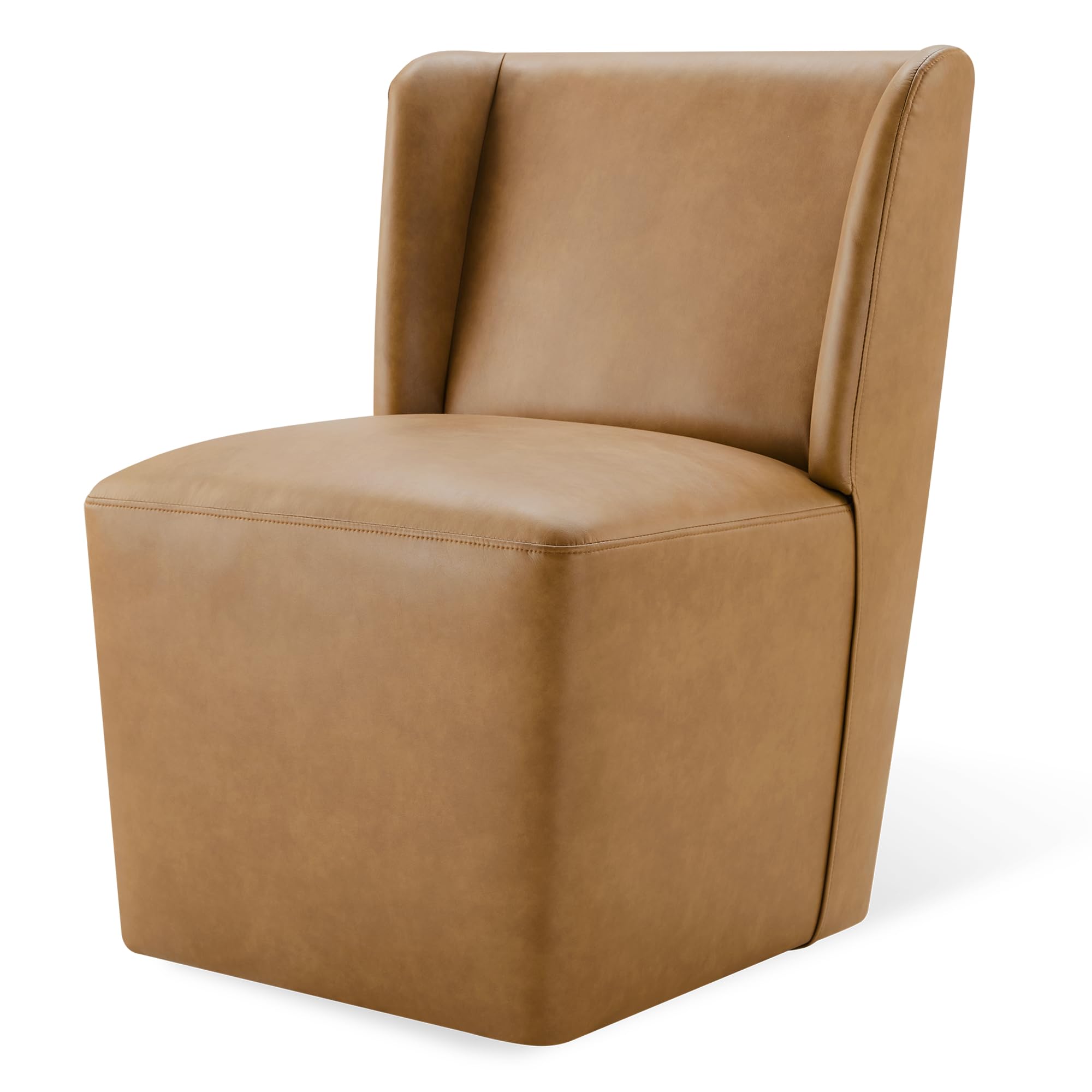 KISLOT Upholstered Dining Chairs Set of 4 with Casters, Wingback Modern Side Armless Deskchair with Rollers for Diningroom Bedroom Livingroom Reading Room, Cream Beige Fabric