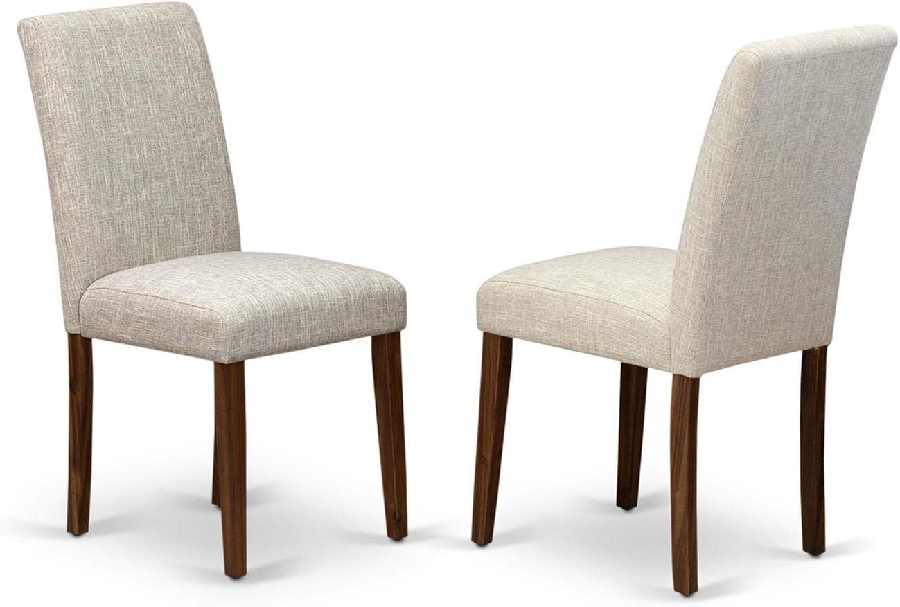 East West Furniture ABPNT35 Abbott Classic Parson Chairs - Doeskin Linen Fabric Padded Dining Chairs, Set of 2, Natural