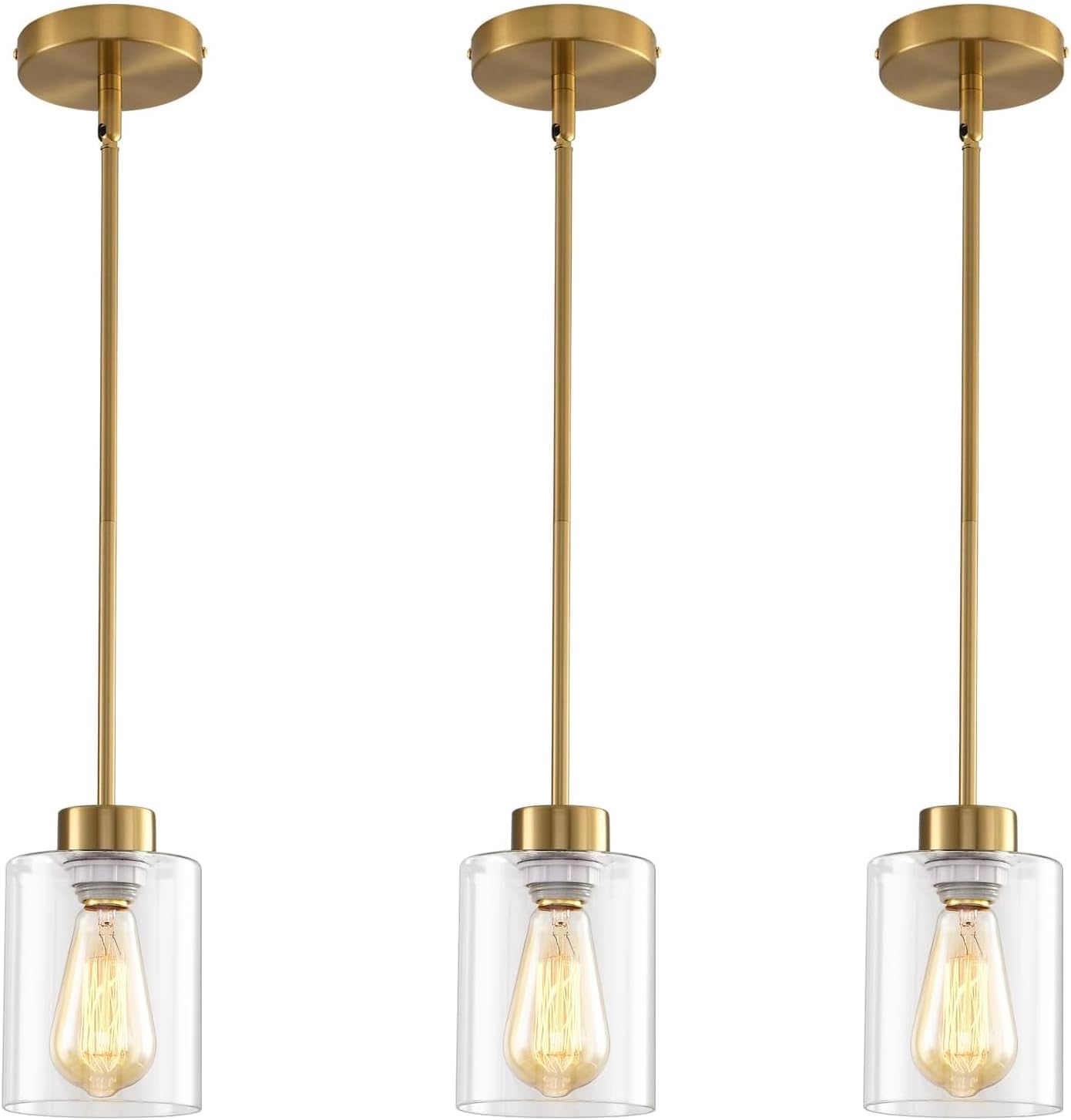 Modern Black Farmhouse Pendant Light with Glass Shade,Industrial Pendant Lighting, Adjustable Hanging Light Fixtures, Farmhouse Pendant Lighting