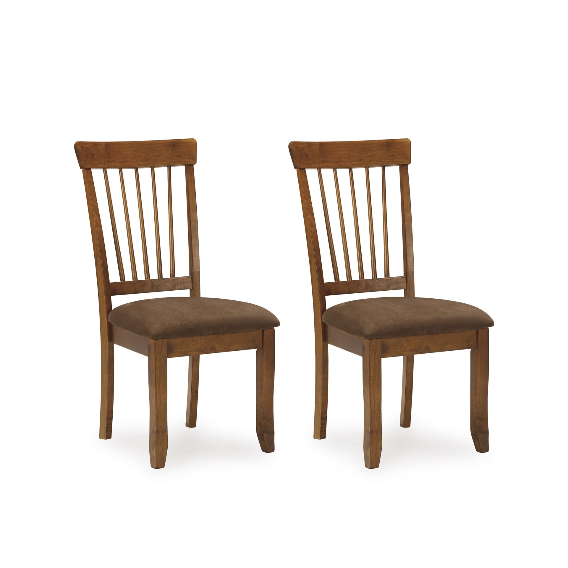 Signature Design by Ashley Berringer | Spindle Back 18" Dining Chairs (Set of 2) – Rustic Light Brown with Upholstered Cushioned Seat