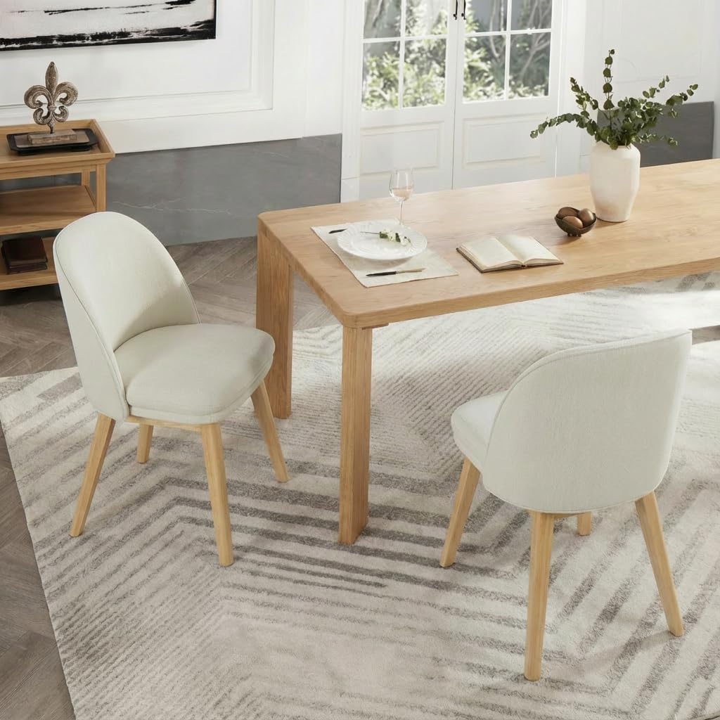 KISLOT Upholstered Dining Chairs Modern Sidechair Performance Fabric High Back Armlesschair for Diningroom Kitchen,Linen,Set of 4(2 Box)