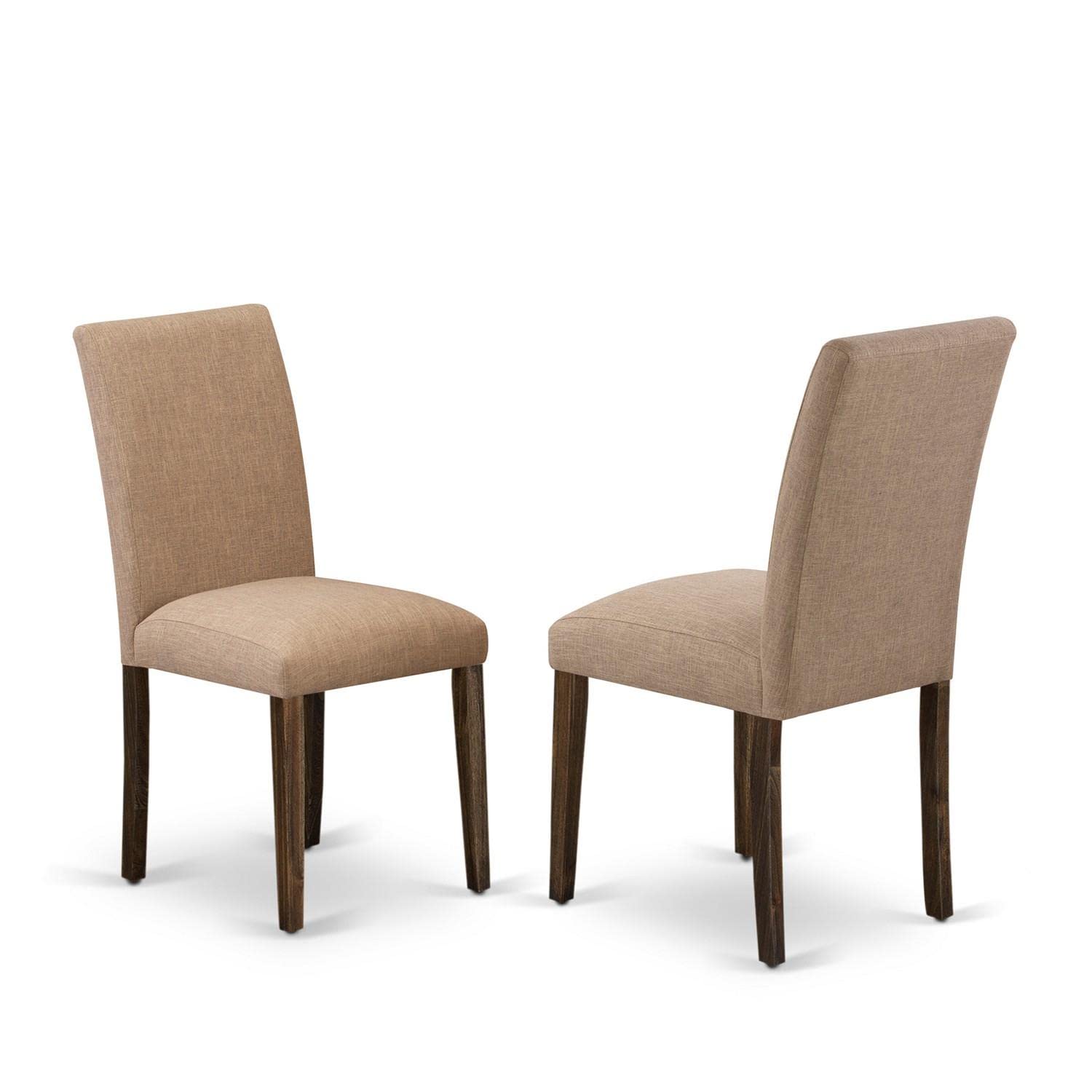 East West Furniture ABPNT35 Abbott Classic Parson Chairs - Doeskin Linen Fabric Padded Dining Chairs, Set of 2, Natural