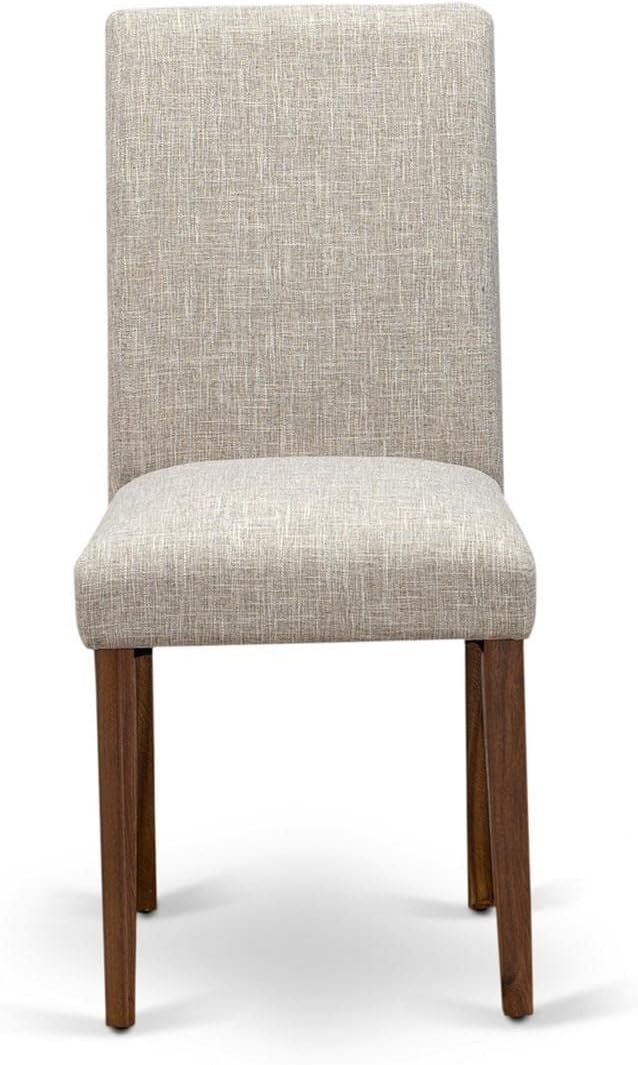 East West Furniture ABPNT35 Abbott Classic Parson Chairs - Doeskin Linen Fabric Padded Dining Chairs, Set of 2, Natural