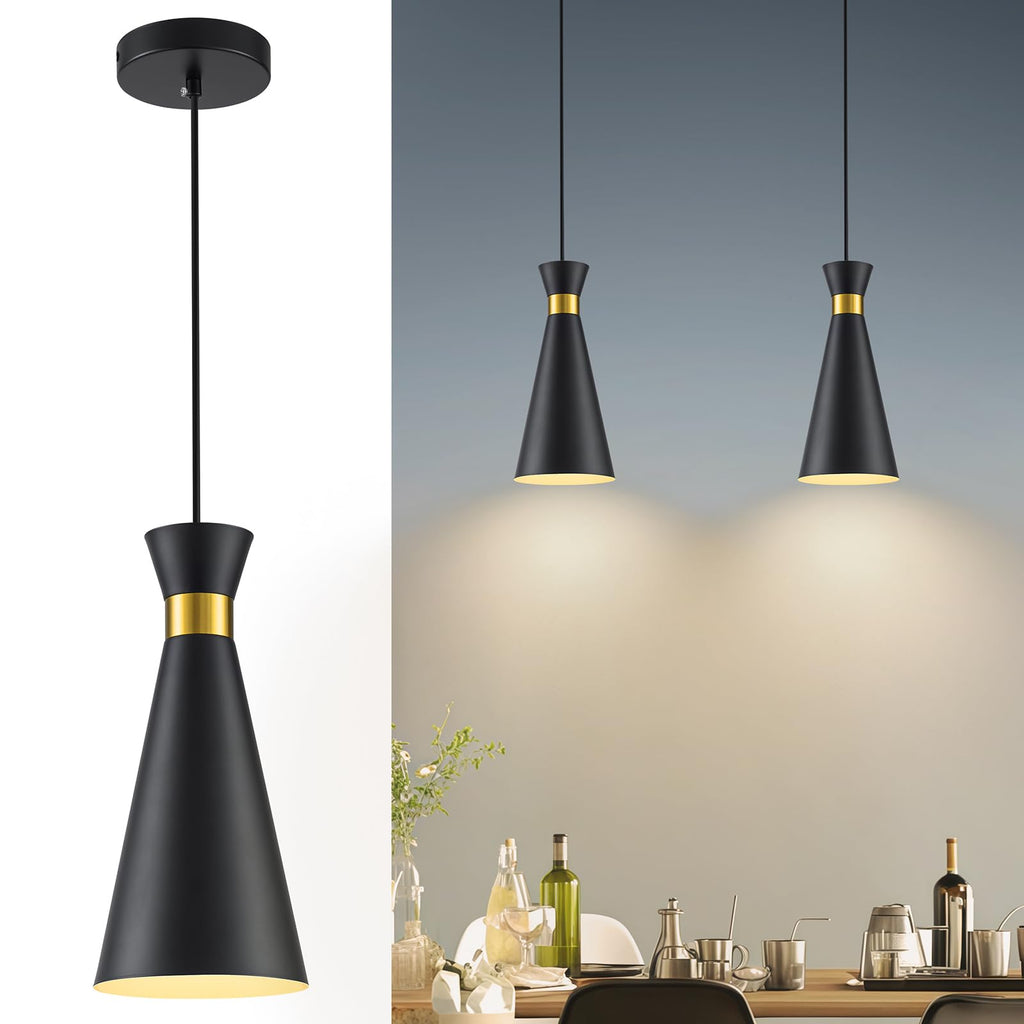 2026 New Pendant Lights Kitchen Island 3 Pack Black Gold, 5.9" Mini Modern Island Lights for Kitchen Pendant Light fixtures Adjustable Hanging Small Farmhouse Kitchen Island Lighting for Sink Bar