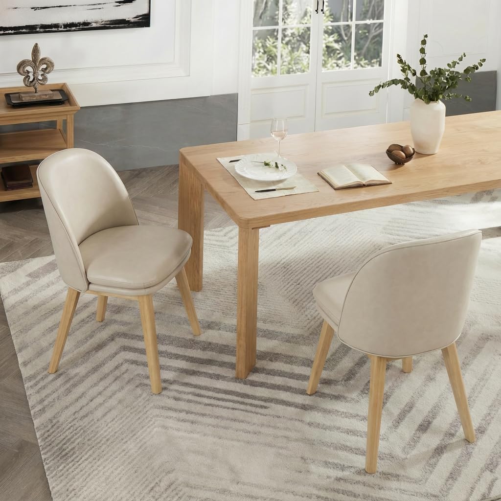 KISLOT Upholstered Dining Chairs Modern Sidechair Performance Fabric High Back Armlesschair for Diningroom Kitchen,Linen,Set of 4(2 Box)