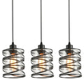 2 Pack Black Spiral Cage Pendant Lights with Clear Glass Shade, Suitable for Kitchen Island, Dining Table, Entryway, Restaurant