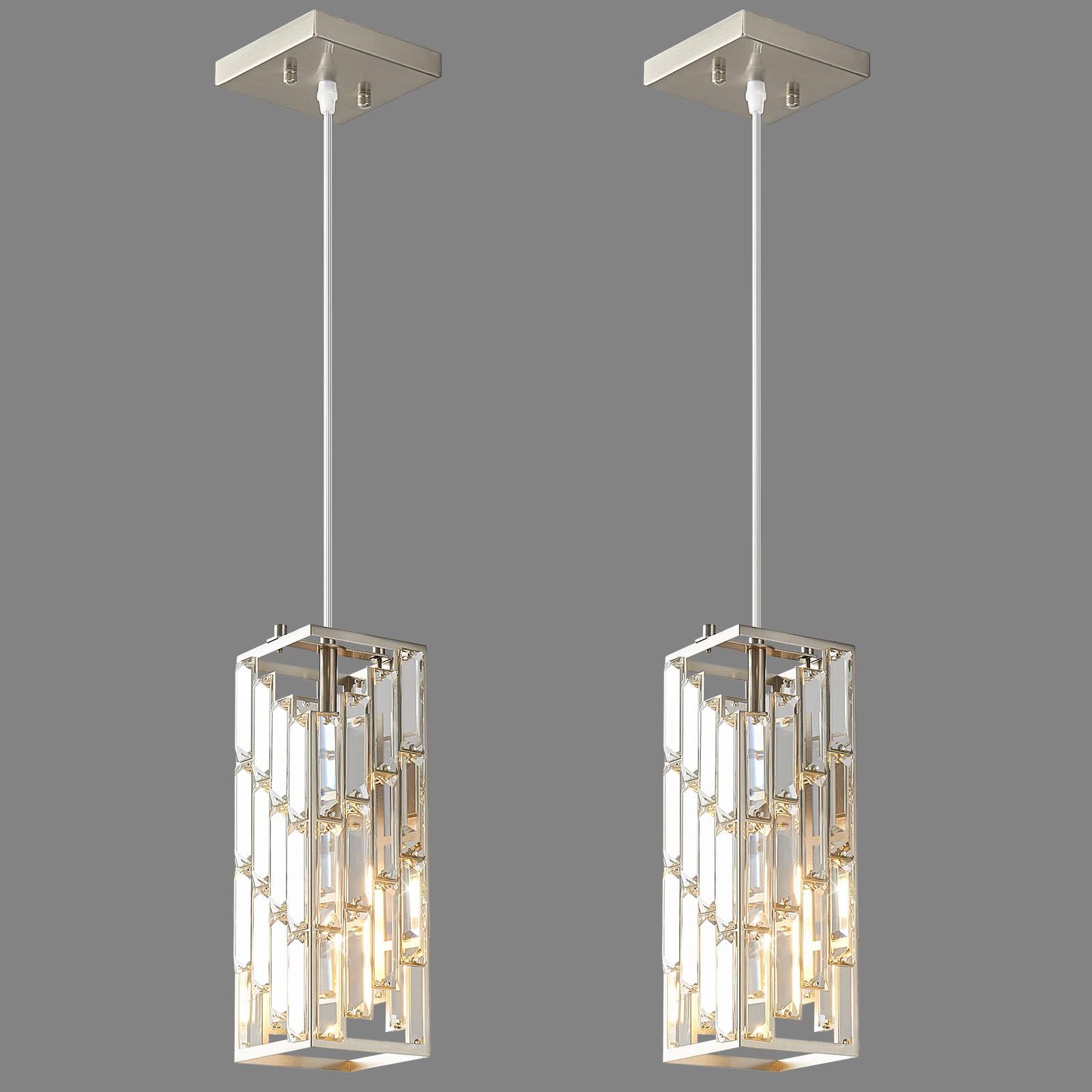 Black Pendant Lighting Modern Pendant Light, Mini Crystal Chandeliers,Adjustable Pendant Light Fixture for Kitchen Island Dinning Room Bedroom (3 Pack)