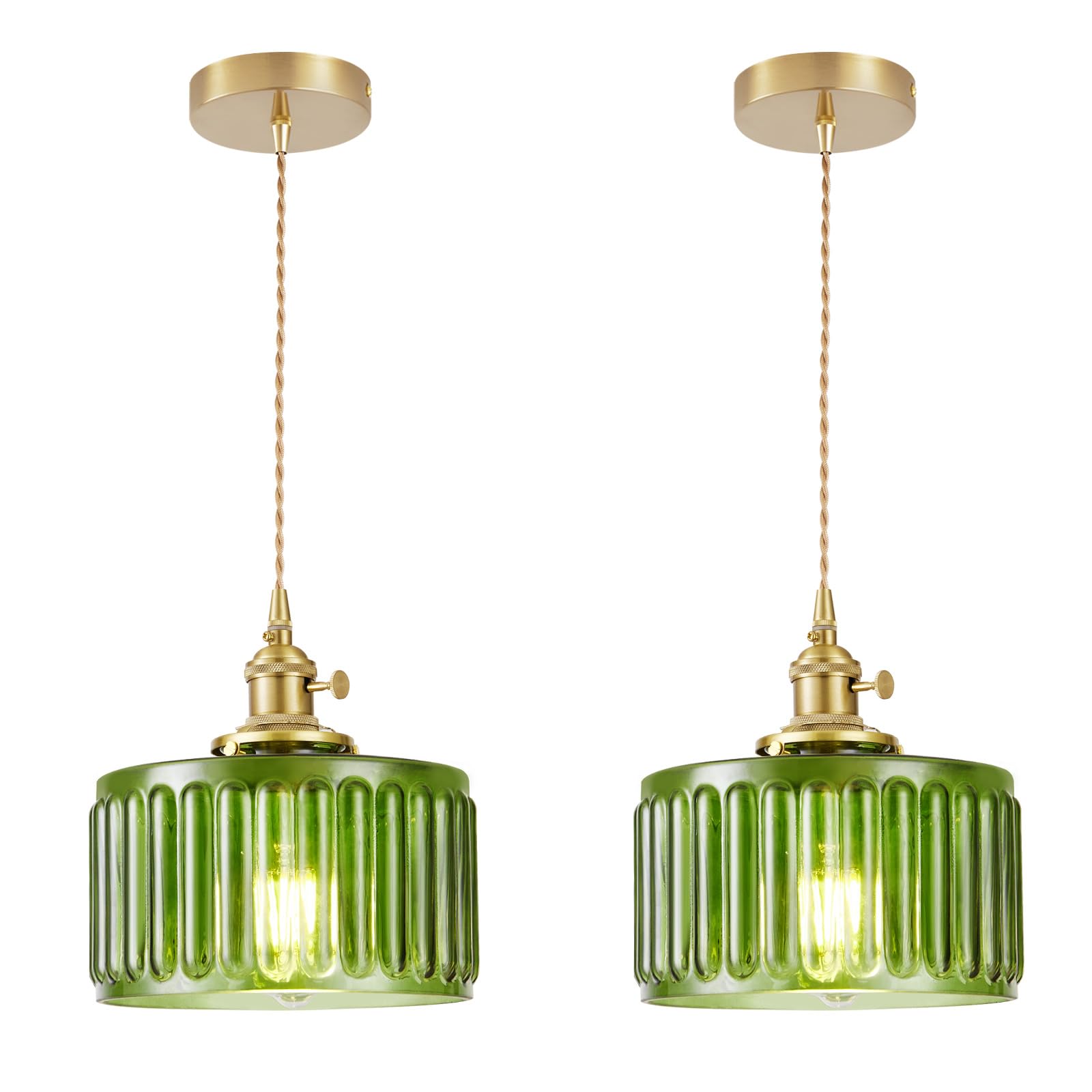 WimiSom Industrial Pendant Lighting, Modern Clear Glass Shade Farmhouse Adjustable Hanging Light Fixtures for Kitchen Island Living Room Bedroom Hallway, 3-Pack