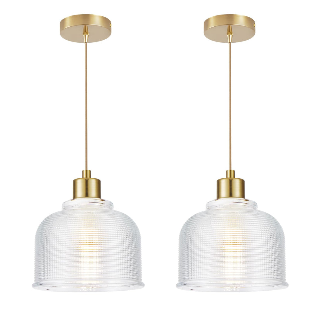WimiSom Industrial Pendant Lighting, Modern Clear Glass Shade Farmhouse Adjustable Hanging Light Fixtures for Kitchen Island Living Room Bedroom Hallway, 3-Pack