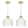 WimiSom Industrial Pendant Lighting, Modern Clear Glass Shade Farmhouse Adjustable Hanging Light Fixtures for Kitchen Island Living Room Bedroom Hallway, 3-Pack
