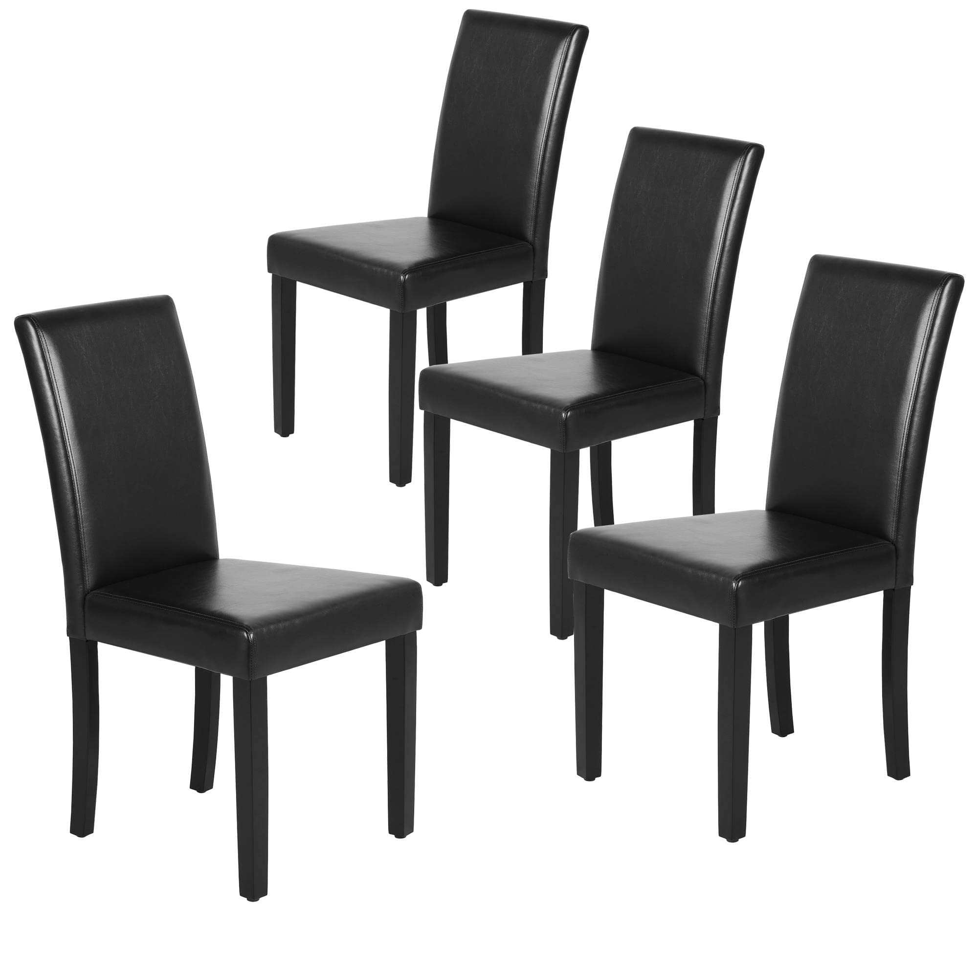 Yaheetech Dining Chairs Set of 4 Fabric Parson Upholstered Kitchen Chairs with Padded Seat and Solid Wood Legs for Dining Room/Restaurant, Armless Design, Dark Grey