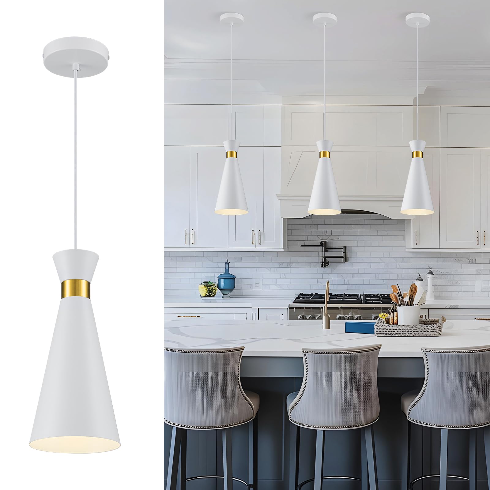 2026 New Pendant Lights Kitchen Island 3 Pack Black Gold, 5.9" Mini Modern Island Lights for Kitchen Pendant Light fixtures Adjustable Hanging Small Farmhouse Kitchen Island Lighting for Sink Bar