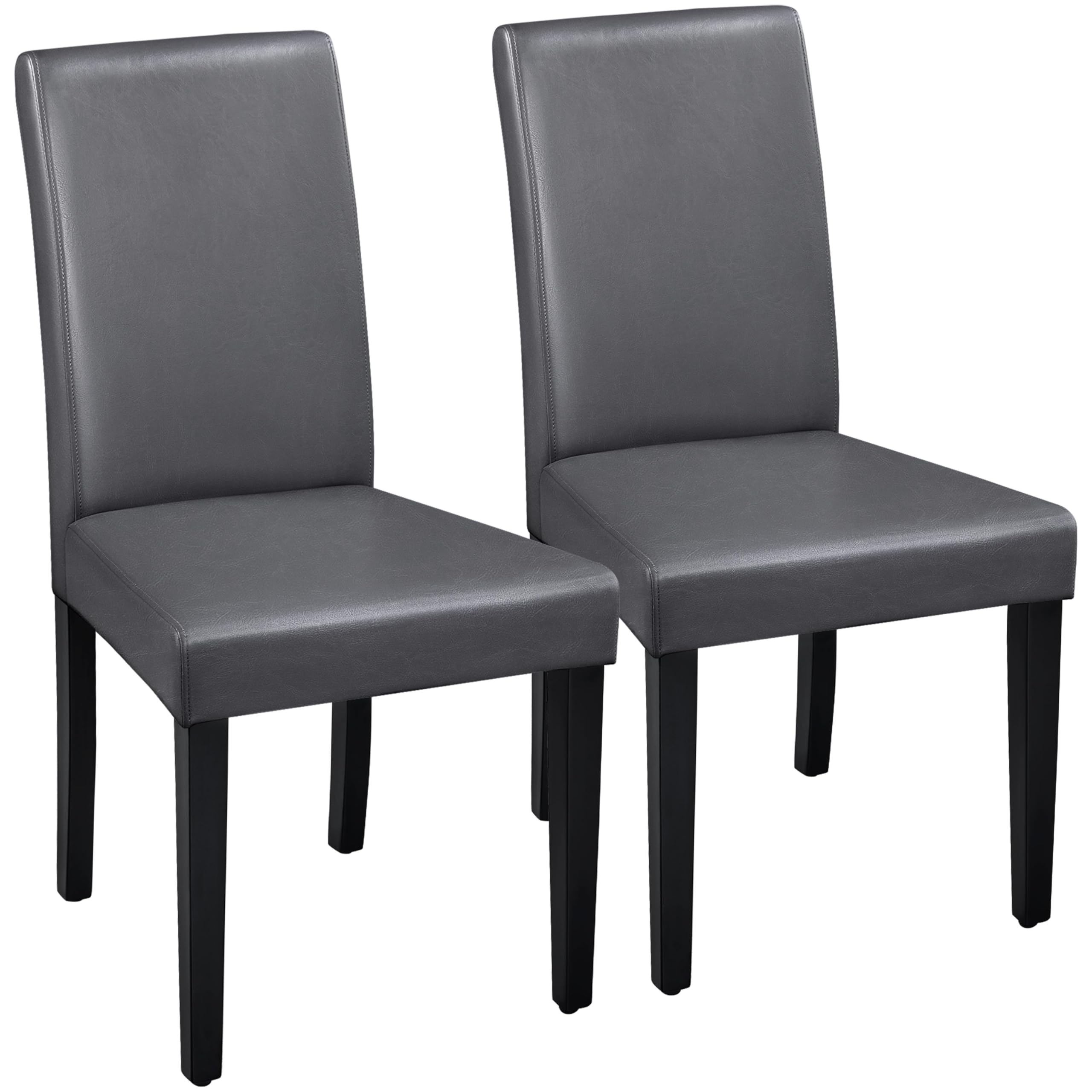 Yaheetech Dining Chairs Set of 4 Fabric Parson Upholstered Kitchen Chairs with Padded Seat and Solid Wood Legs for Dining Room/Restaurant, Armless Design, Dark Grey