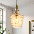 Modern Glass Pendant Lighting for Kitchen Island 2 Pack, Farmhouse Black and Gold Pendant Light Fixtures, Adjustable Hanging Ceiling Light, Angled Clear Glass Shades 8 Inch