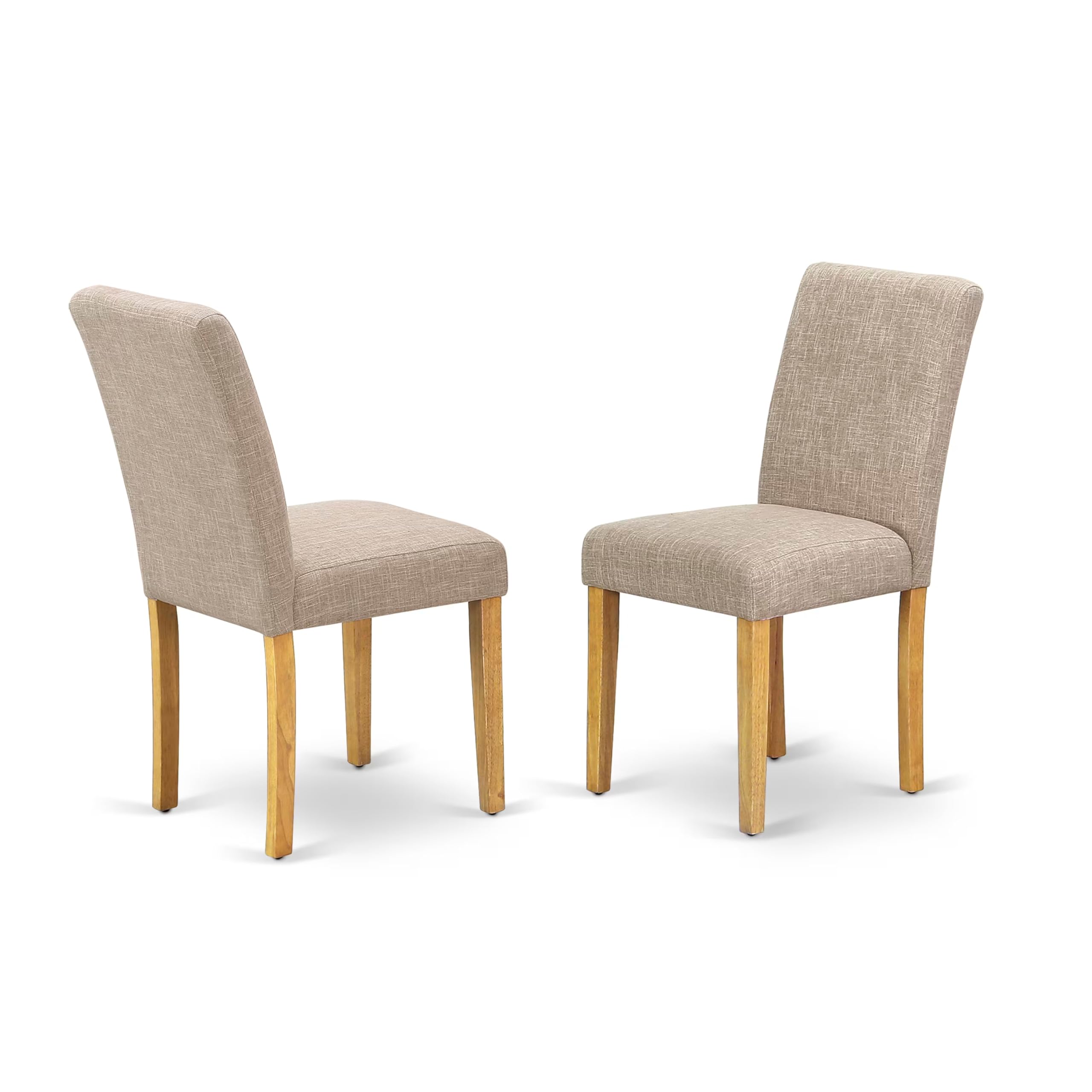 East West Furniture ABPNT35 Abbott Classic Parson Chairs - Doeskin Linen Fabric Padded Dining Chairs, Set of 2, Natural