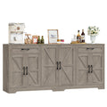 BOTLOG 71” Large Sideboard Buffet Cabinet with Storage, Farmhouse Kitchen Buffet Cabinet with Adjustable Shelves and 6 Barn Doors, Wood Coffee Wine Bar Console Table for Kitchen, Dining Room, White