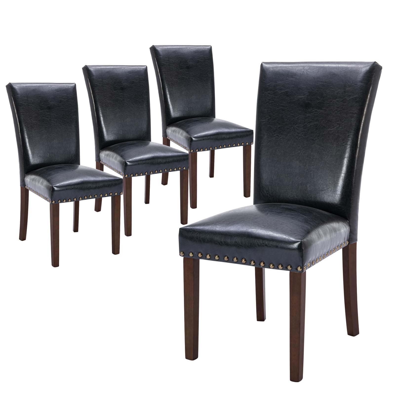 COLAMY Upholstered Fabric Dining Chairs Set of 6, High Back Padded Chairs w/Nailed Trim & Solid Wood Legs, Classic Parsons Chairs Side Chair for Home/Kitchen/Living Room-Beige (A420-BEIGE-6pcs)