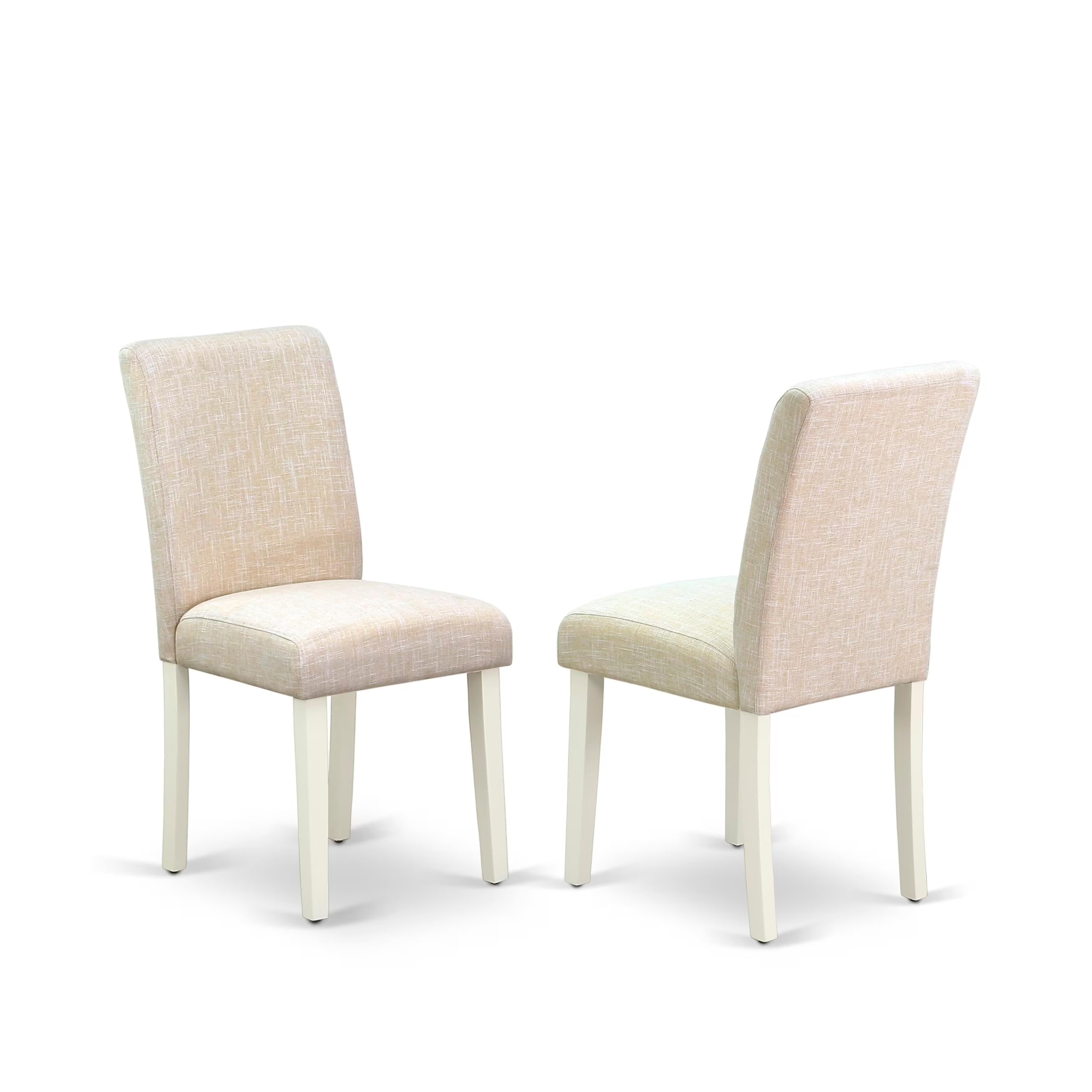 East West Furniture ABPNT35 Abbott Classic Parson Chairs - Doeskin Linen Fabric Padded Dining Chairs, Set of 2, Natural