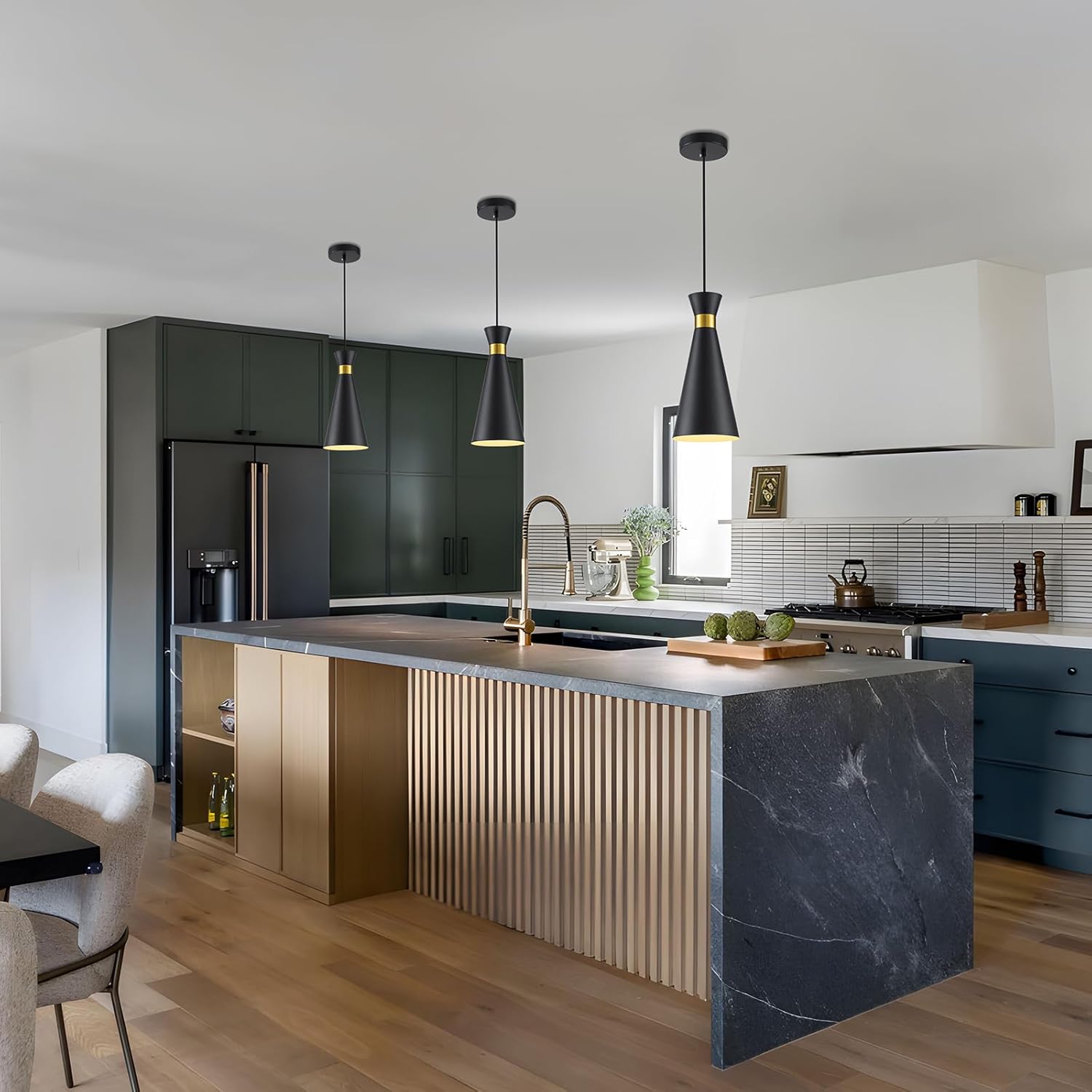 2026 New Pendant Lights Kitchen Island 3 Pack Black Gold, 5.9" Mini Modern Island Lights for Kitchen Pendant Light fixtures Adjustable Hanging Small Farmhouse Kitchen Island Lighting for Sink Bar