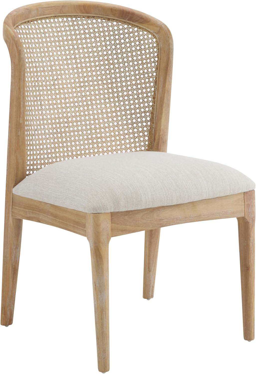 Christopher Knight Home Lilia Dining Chairs Set of 2, Modern Dining Chair with Fabric Upholstery, Rubberwood Frame Kitchen Chairs with Cane Webbing, Extra Seat for Dining Room, Beige + Natural