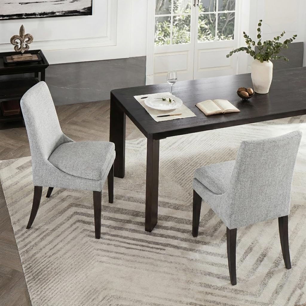 KISLOT Upholstered Dining Chairs Modern Sidechair Performance Fabric High Back Armlesschair for Diningroom Kitchen,Linen,Set of 4(2 Box)