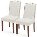 DUMOS Upholstered Dining Chairs，Set of 6 Fabric Dining Room Kitchen Chair with Nailhead Trim and Wood Legs, Modern Side Chairs for Living Light Grey