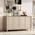 COLAMY Fluted Sideboard Cabinet with Storage – Solid Wood Buffet for Dining Room, Credenza Console with Adjustable Shelves, Walnut Finish, Mid Century Modern Style,Walnut Black