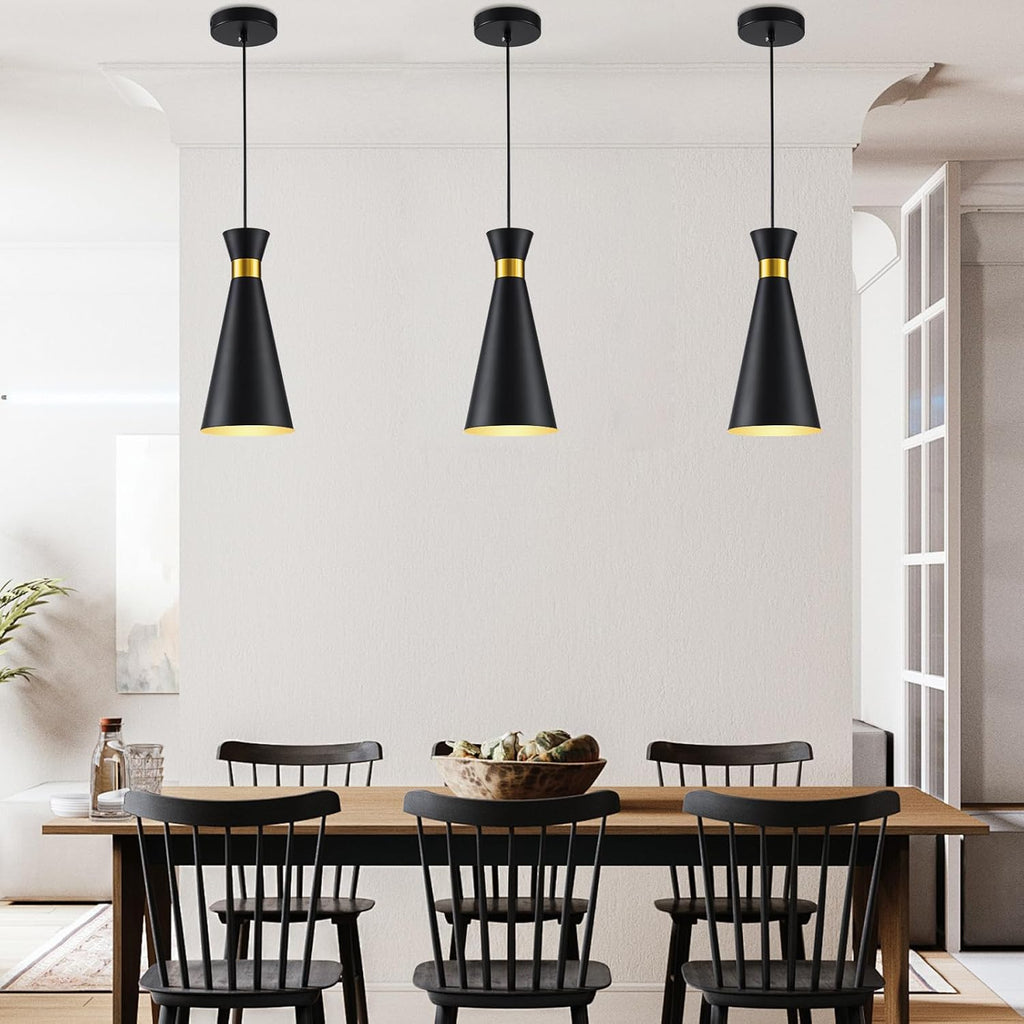 2026 New Pendant Lights Kitchen Island 3 Pack Black Gold, 5.9" Mini Modern Island Lights for Kitchen Pendant Light fixtures Adjustable Hanging Small Farmhouse Kitchen Island Lighting for Sink Bar