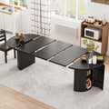 43-95 Inch Long Round Extendable Dining Table for 4-10, Space Saving Oval Large Dinner Kitchen Table with 3 Leaf, 2 Storage, Fluted Mid Century Modern Dining Room Table for Living Room, Walnut
