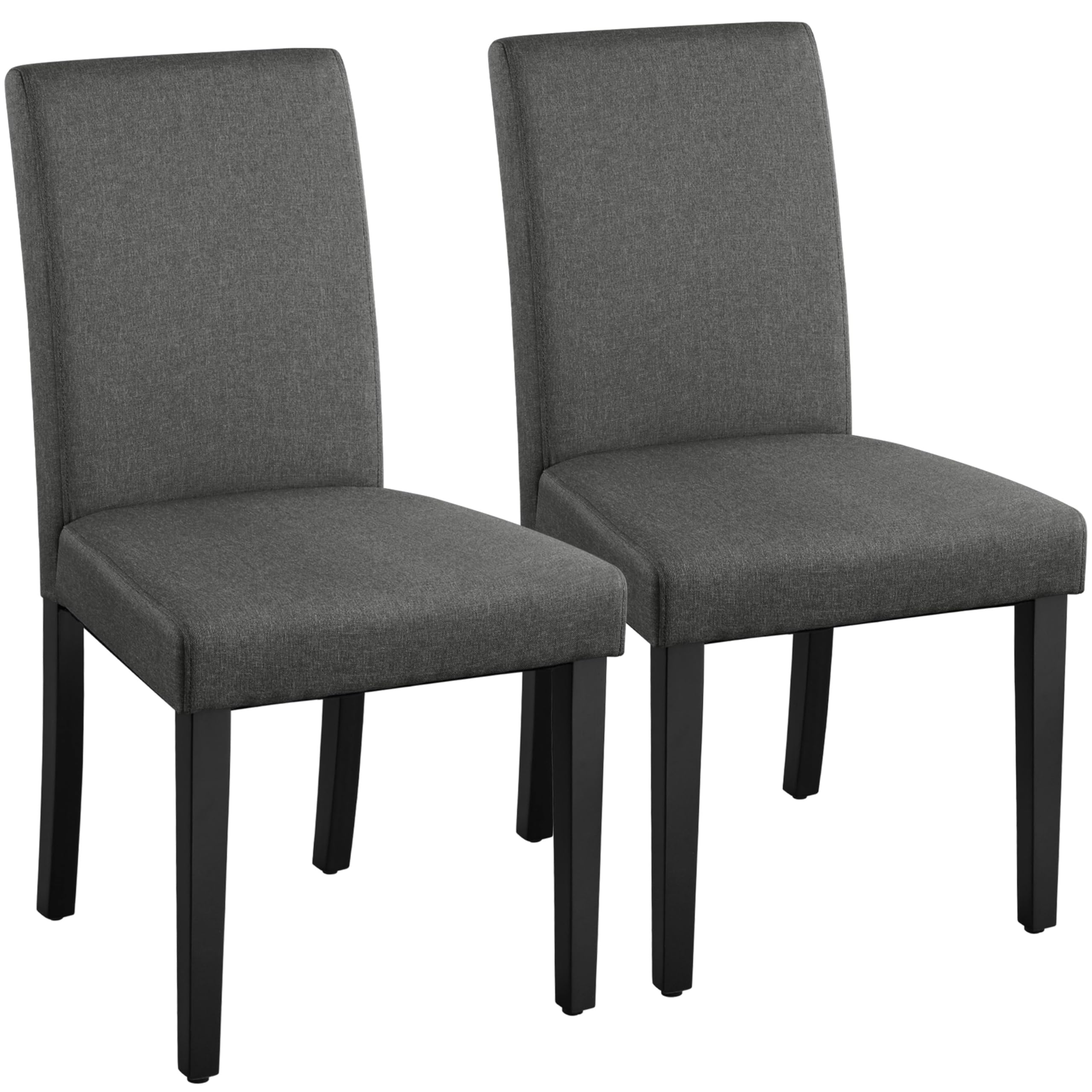 Yaheetech Dining Chairs Set of 4 Fabric Parson Upholstered Kitchen Chairs with Padded Seat and Solid Wood Legs for Dining Room/Restaurant, Armless Design, Dark Grey